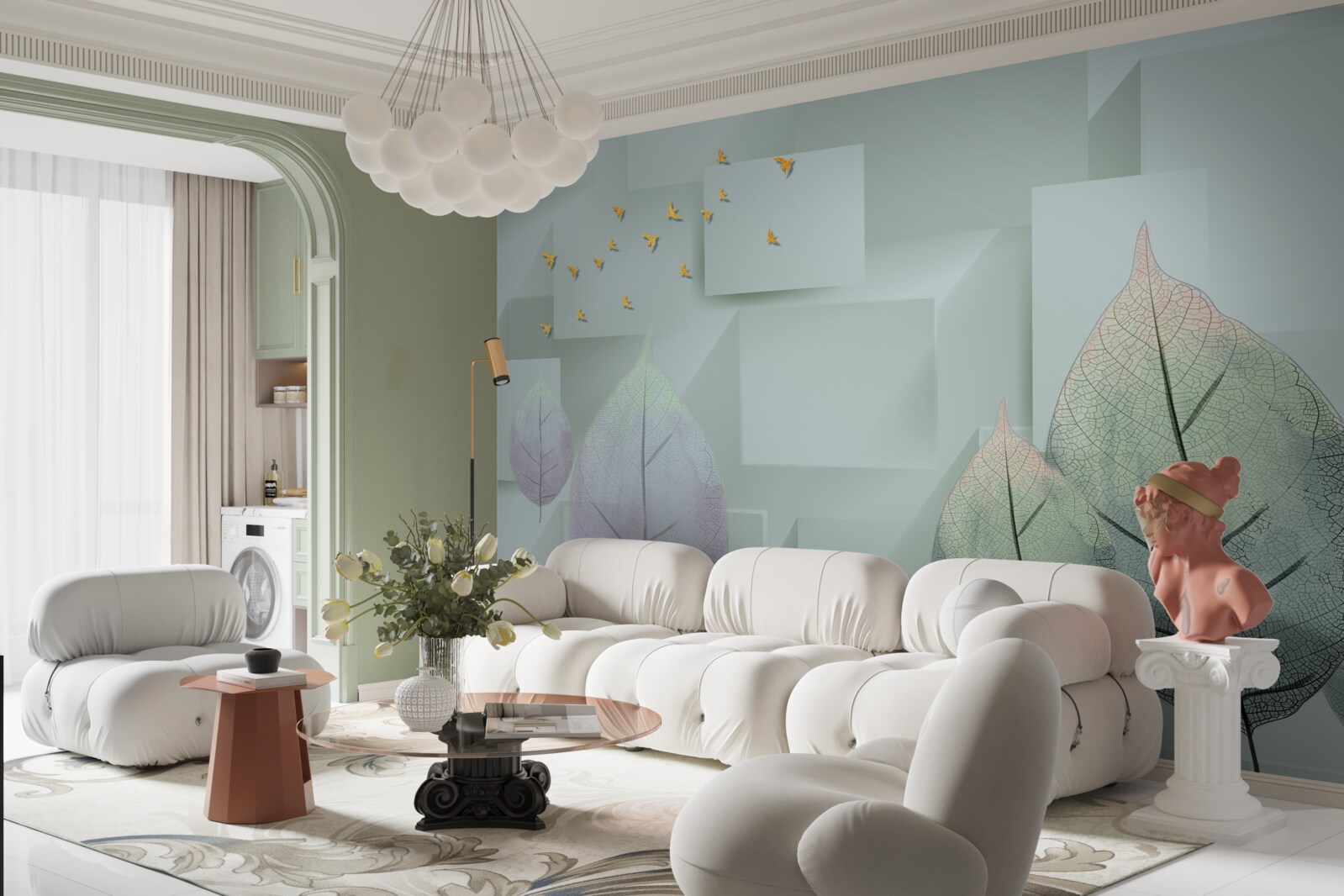 Fototapeta Žlté vtáky a listy