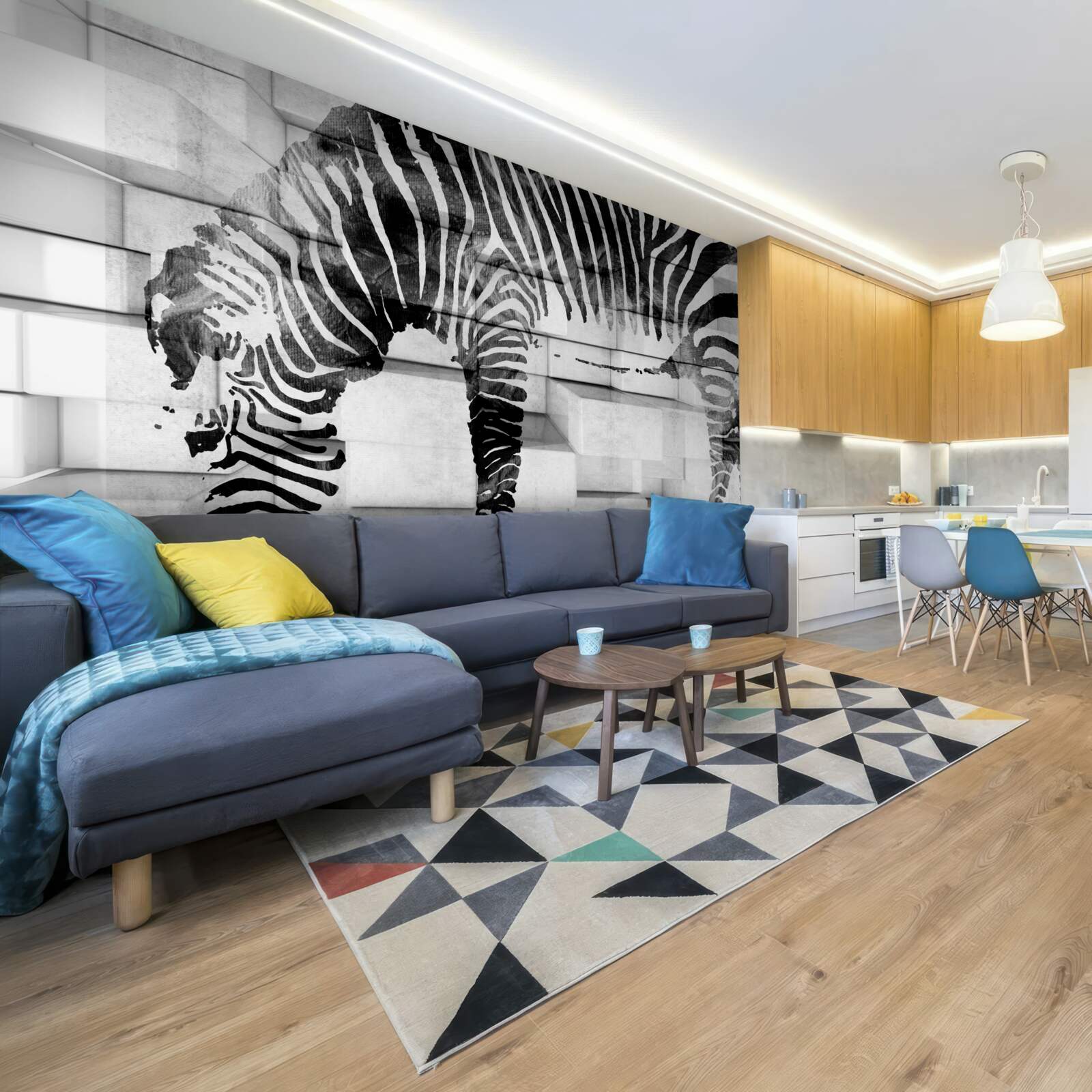 Fototapeta tehlová stena pri napájačke s obrázkom zebry