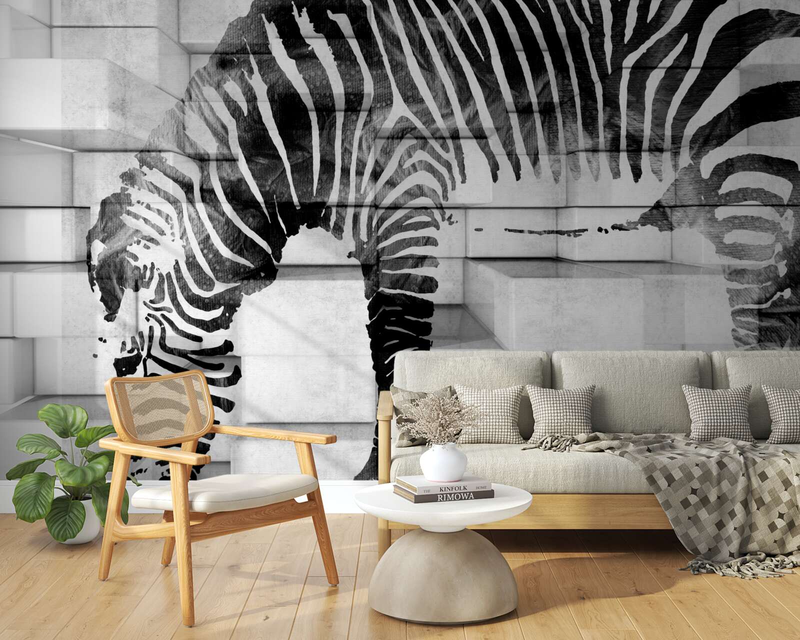 Fototapeta tehlová stena pri napájačke s obrázkom zebry