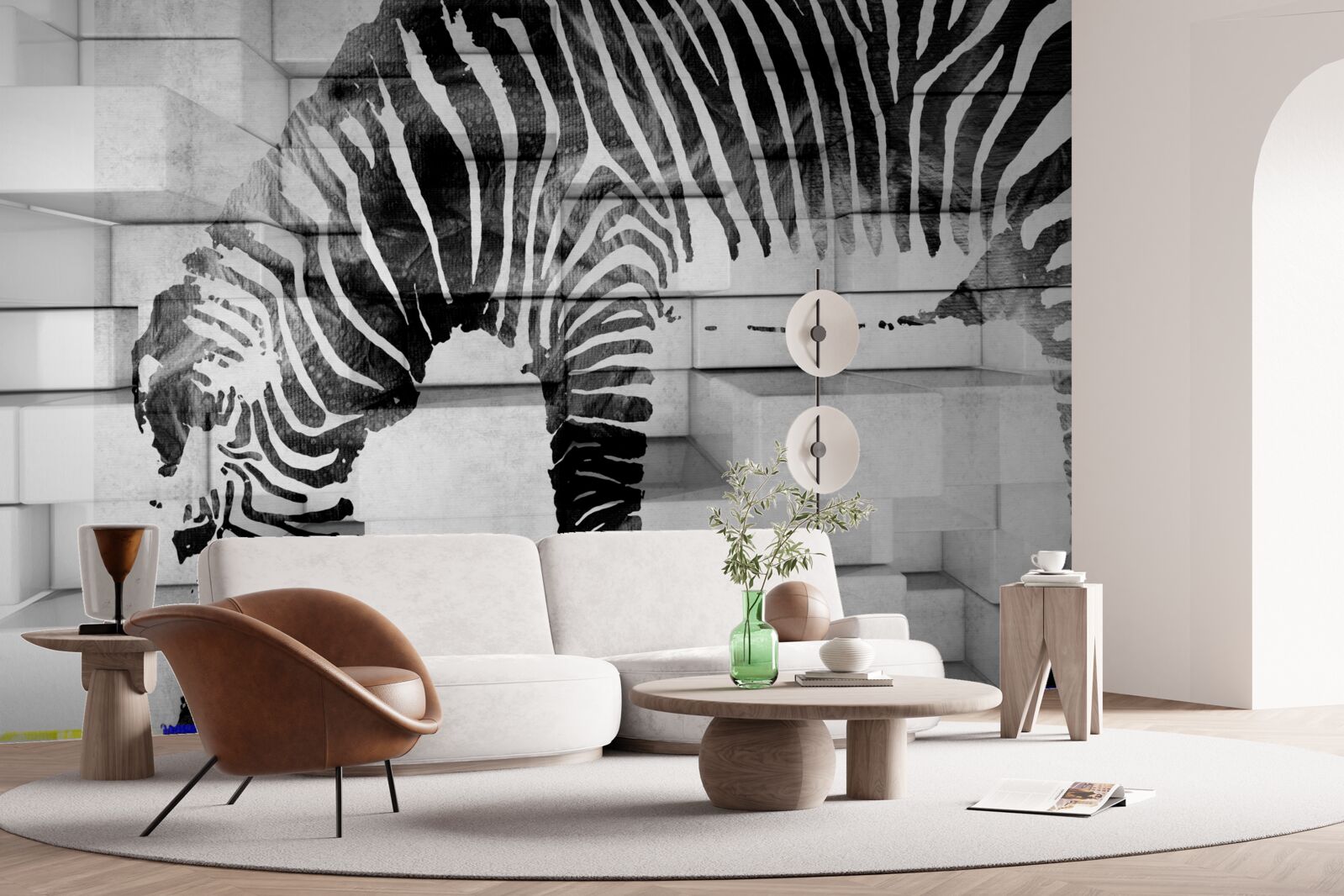 Fototapeta tehlová stena pri napájačke s obrázkom zebry