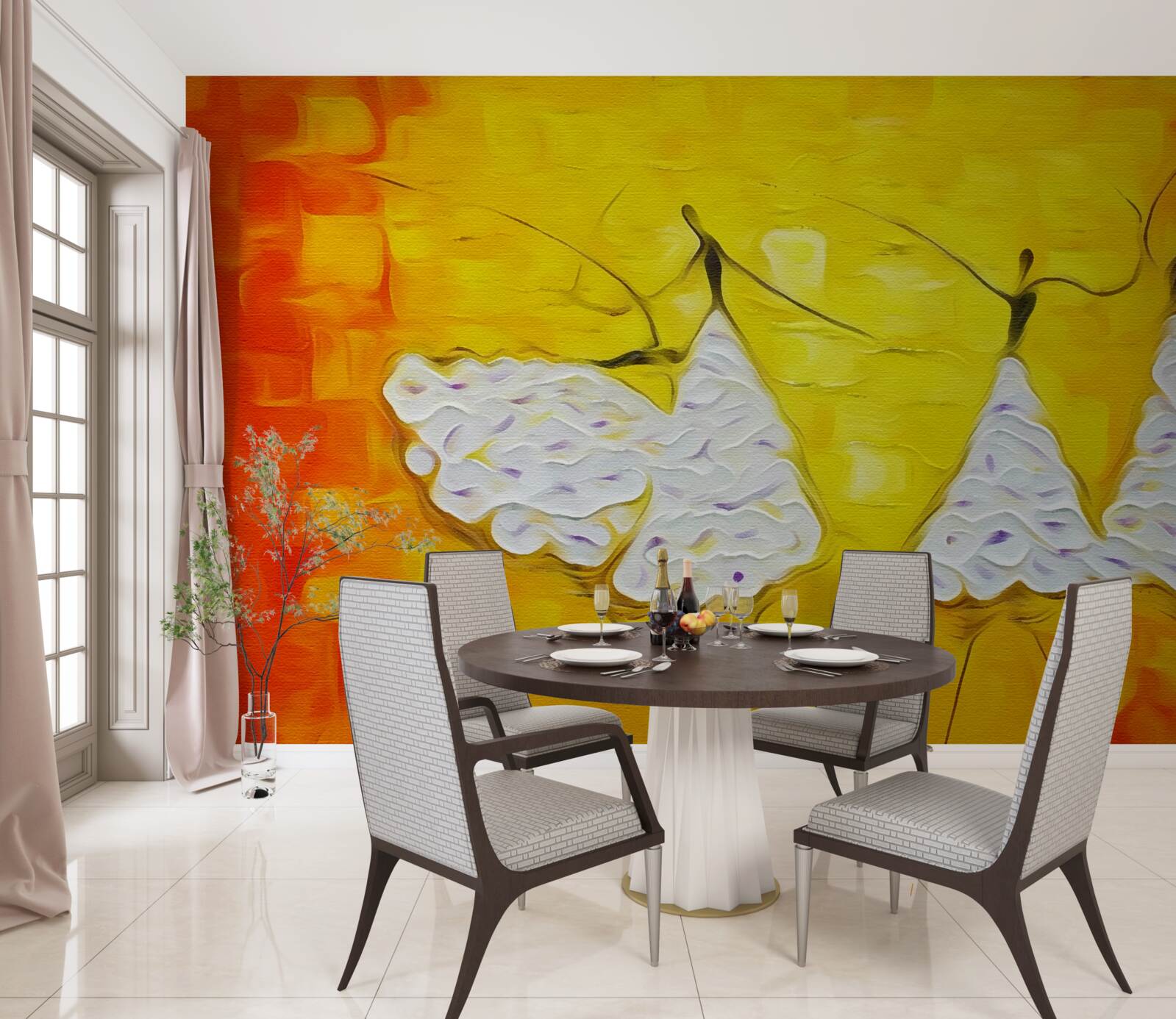 Fototapeta výrazy dievčat oblečených v šatách zdobených kvetmi