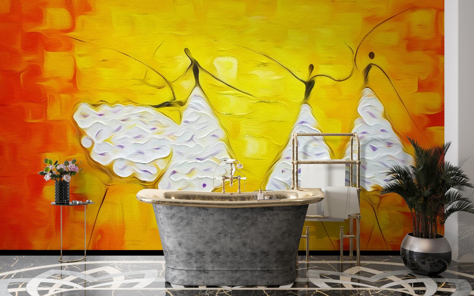 Fototapeta výrazy dievčat oblečených v šatách zdobených kvetmi