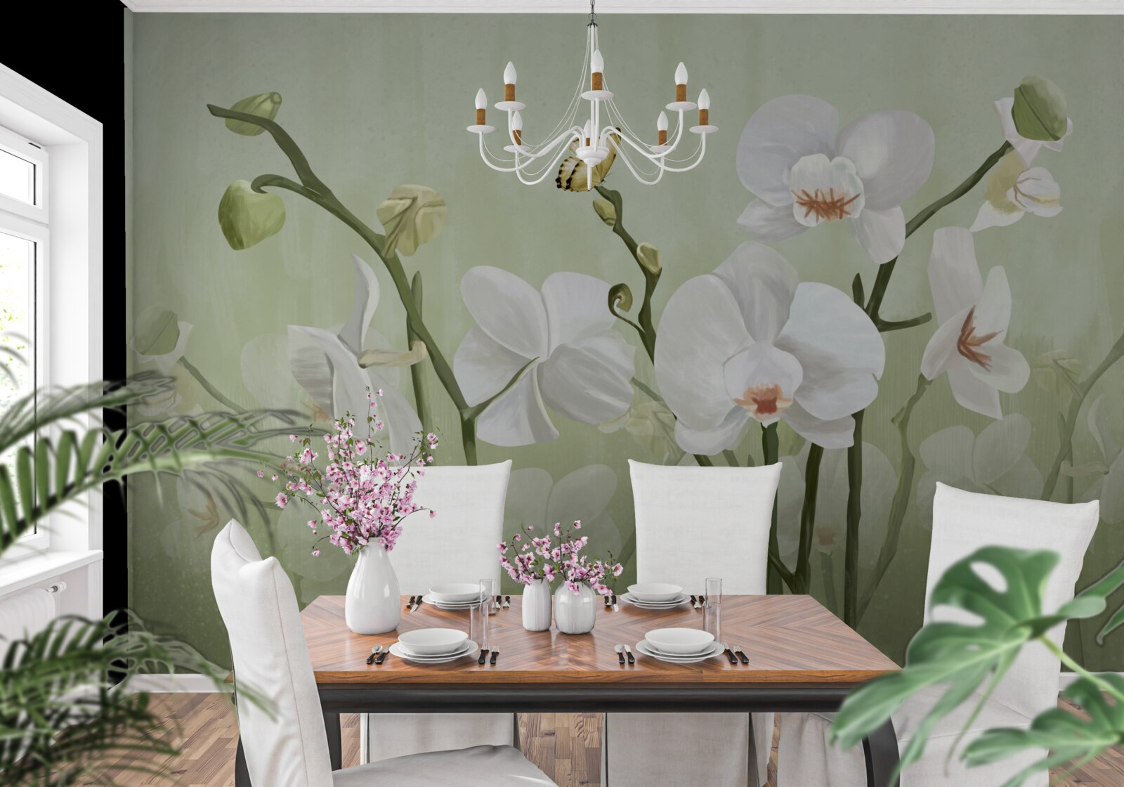 Fototapeta biele kvety s nezvyčajným vzhľadom