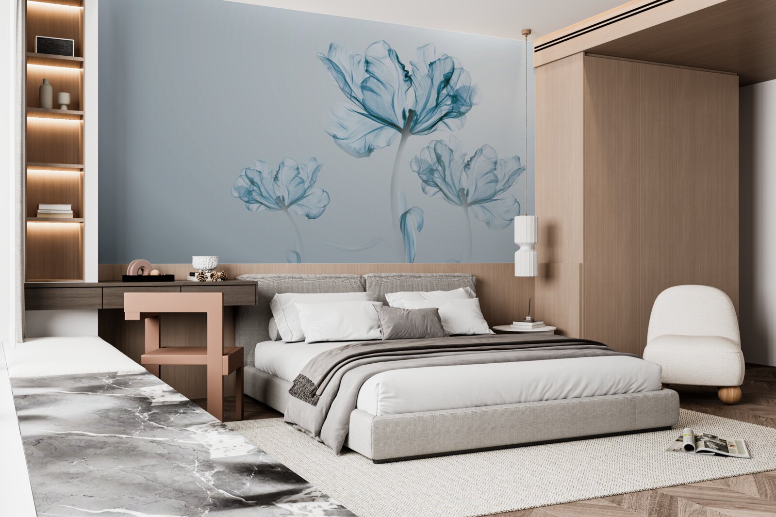 Fototapeta modré kvety s priehľadnosťou