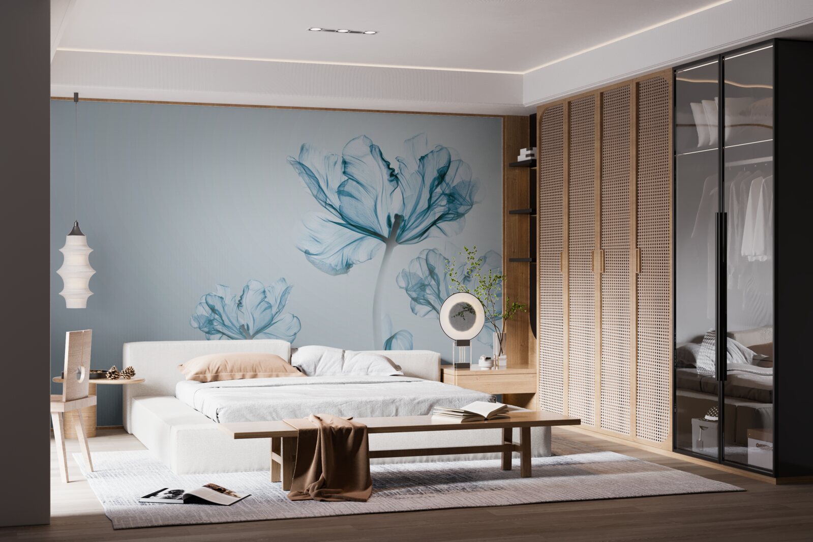 Fototapeta modré kvety s priehľadnosťou