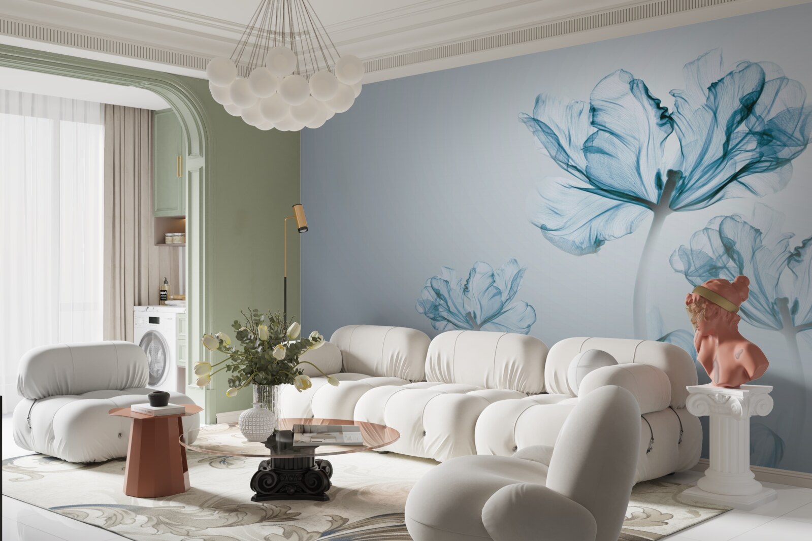 Fototapeta modré kvety s priehľadnosťou