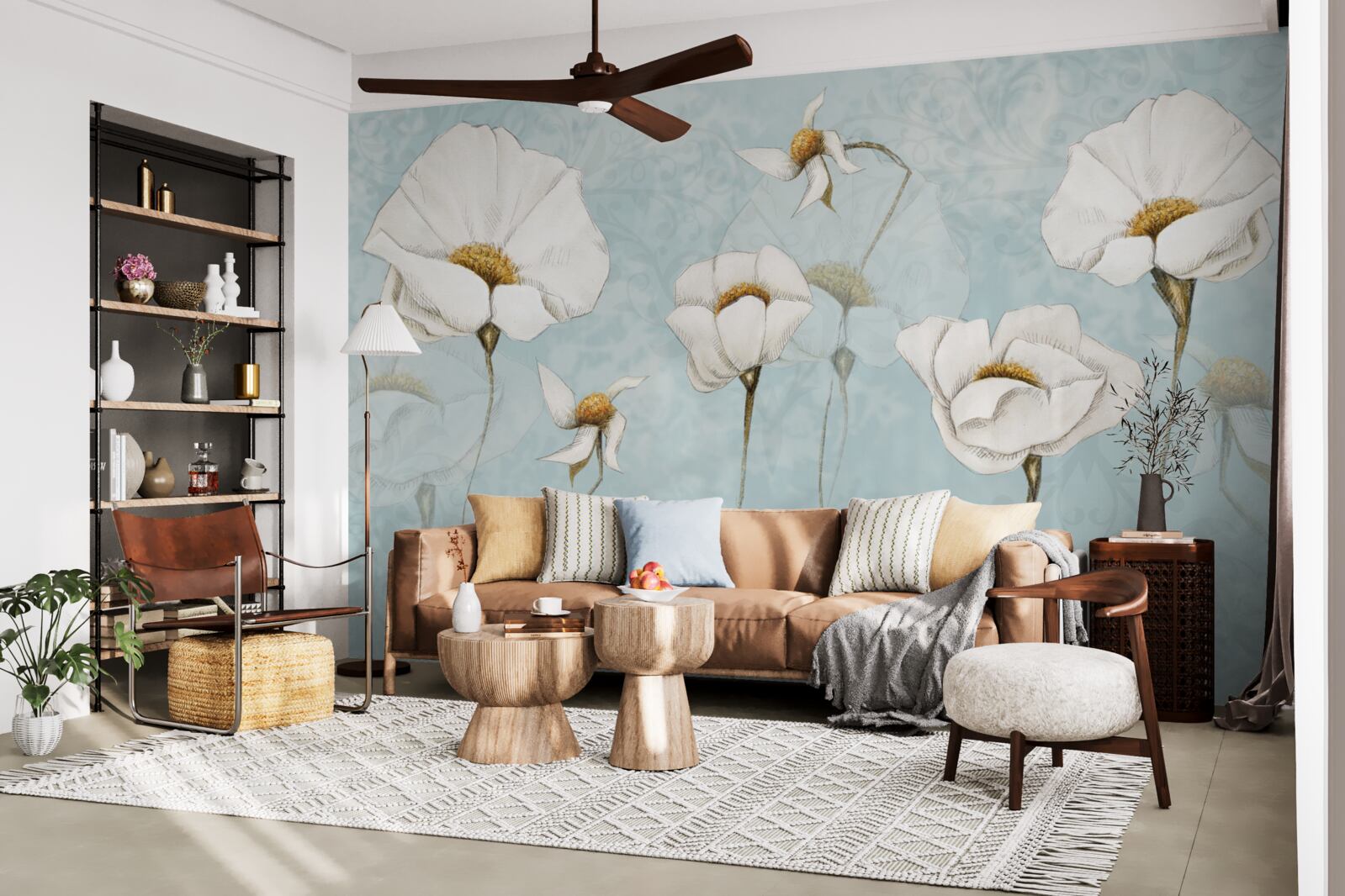 Fototapeta makovice sú snehobiele, nasadené na vysokých jemných kmeňoch