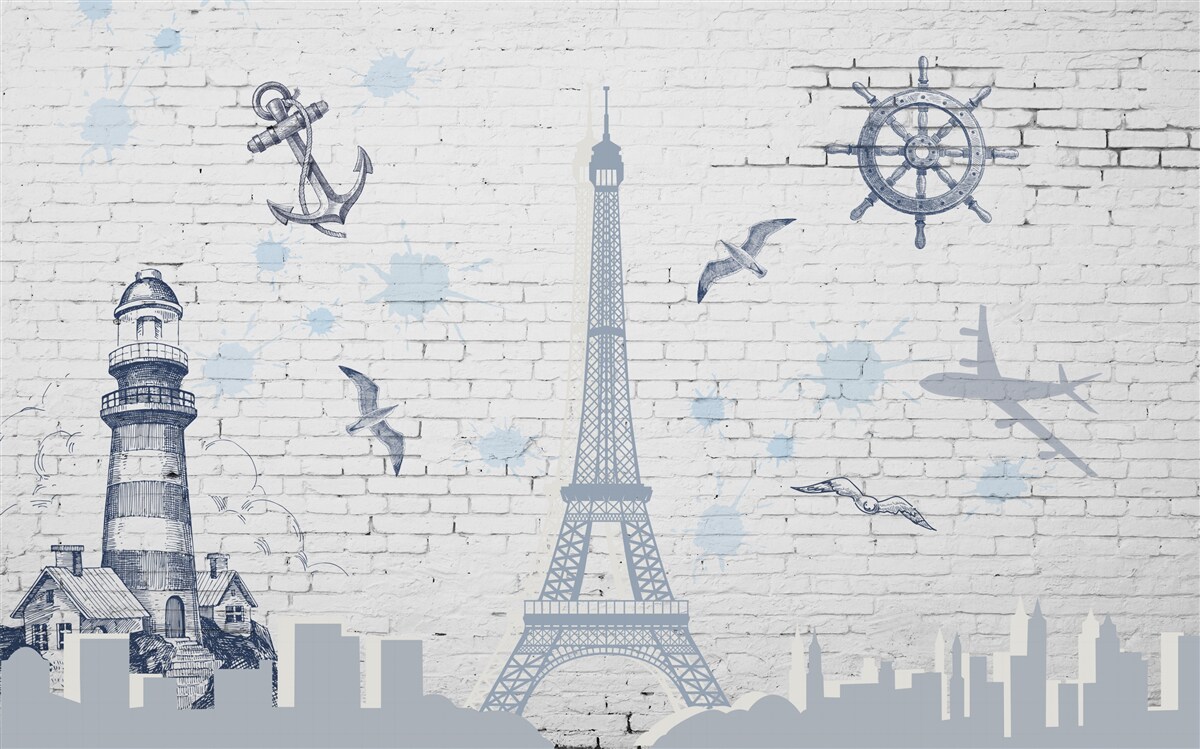 Fototapeta Eiffelova veža a maják na stene
