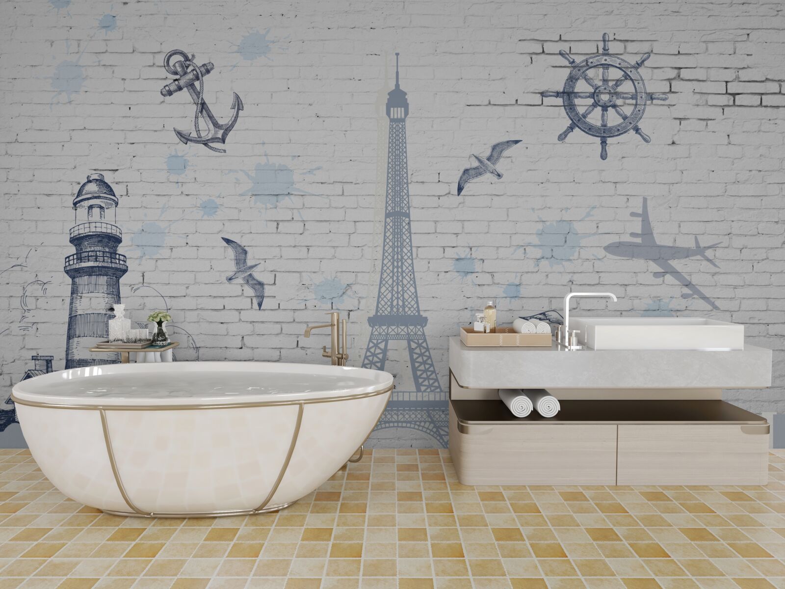 Fototapeta Eiffelova veža a maják na stene