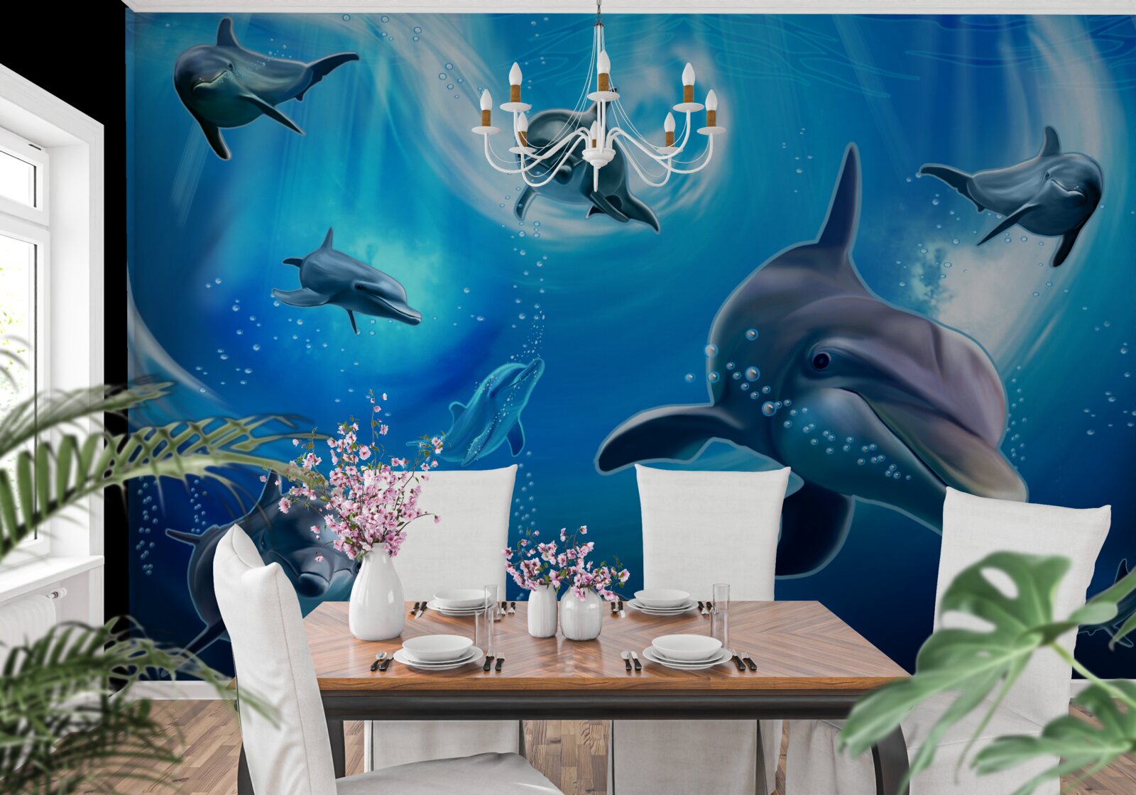 Fototapeta roztomilé delfíny v morskej priepasti