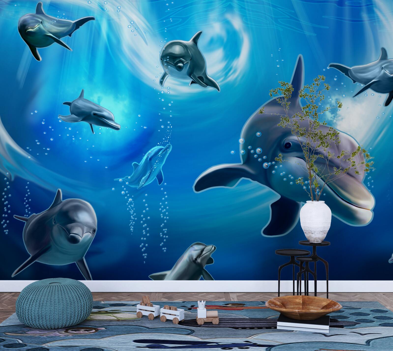 Fototapeta roztomilé delfíny v morskej priepasti
