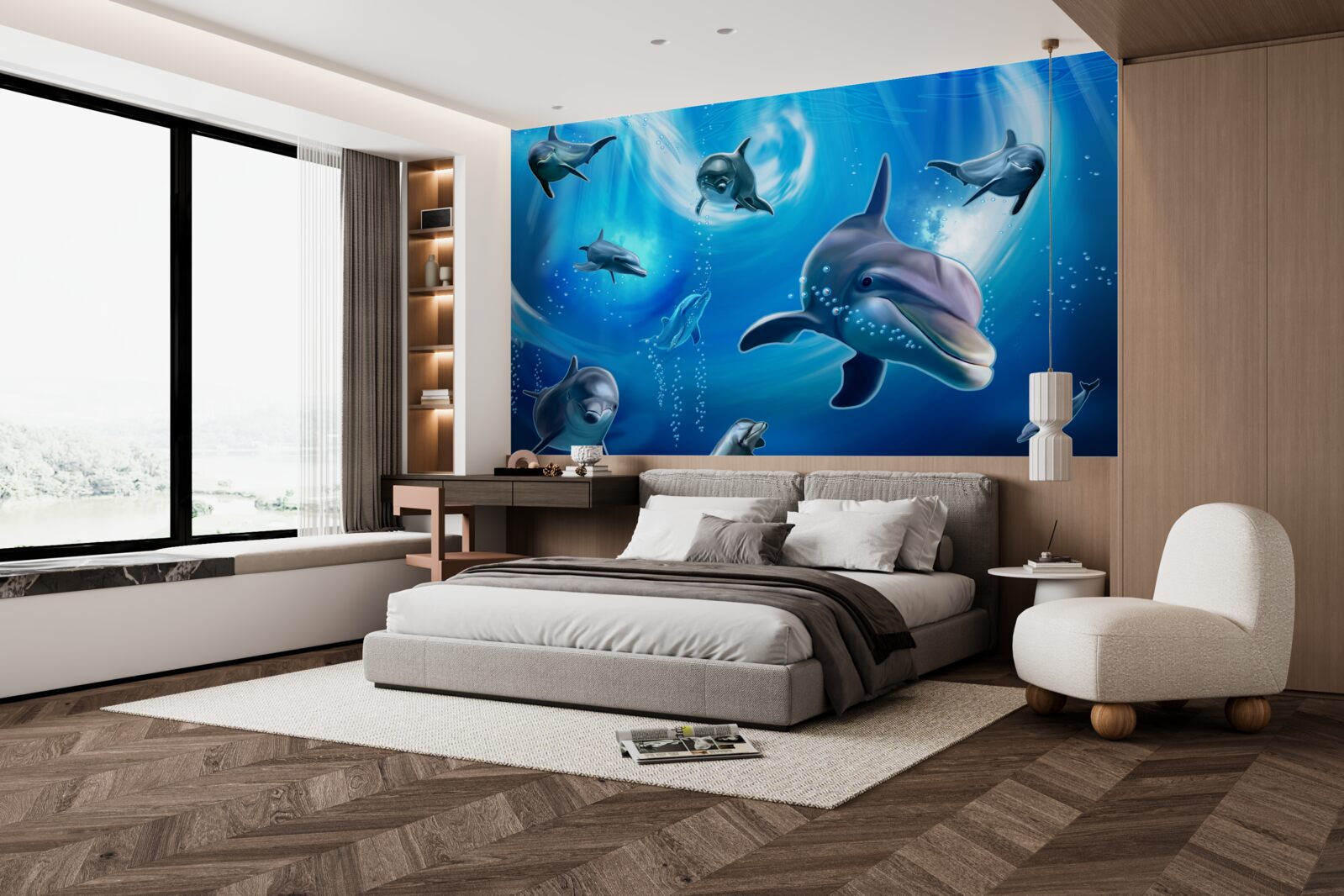 Fototapeta roztomilé delfíny v morskej priepasti