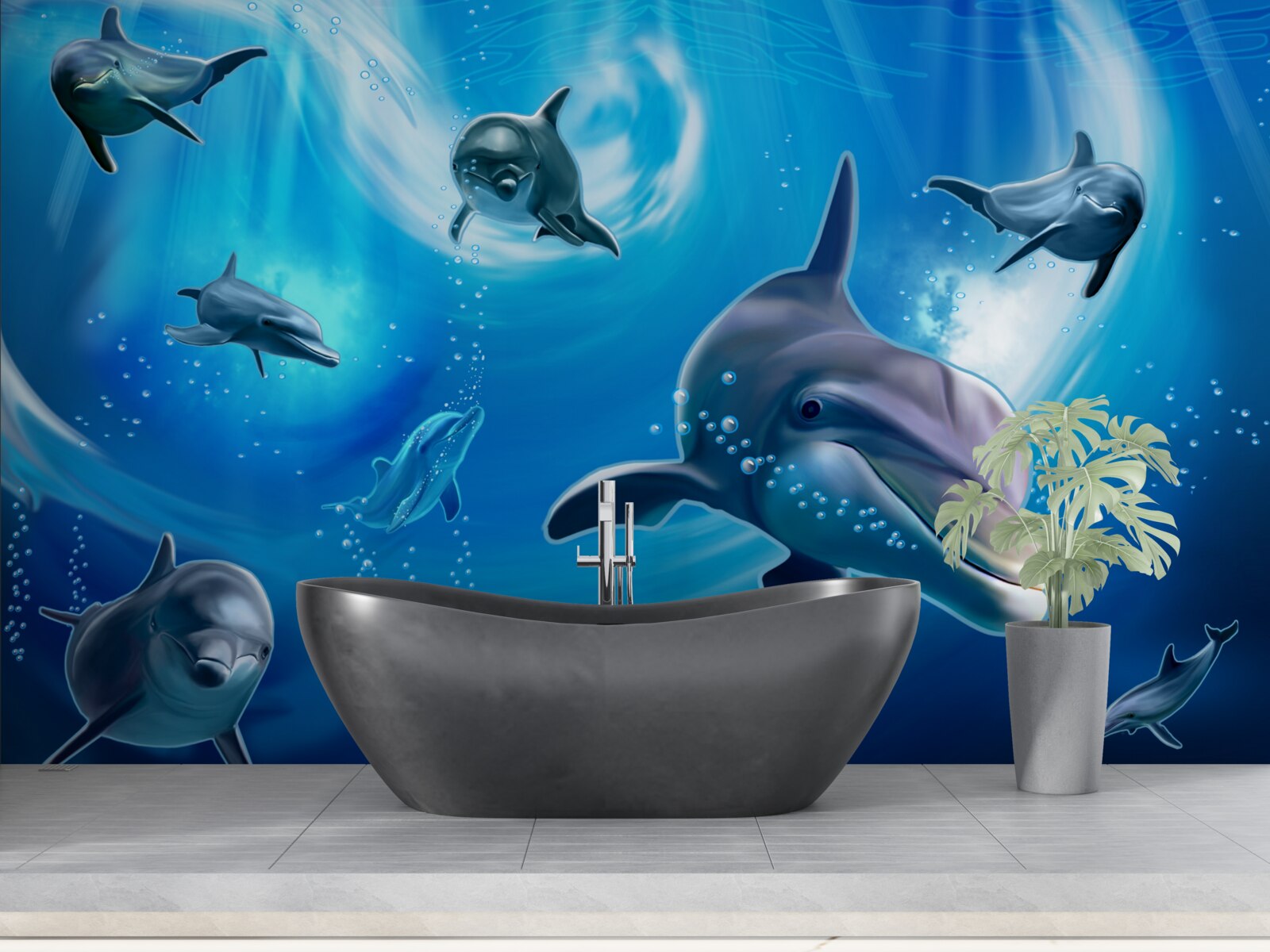Fototapeta roztomilé delfíny v morskej priepasti
