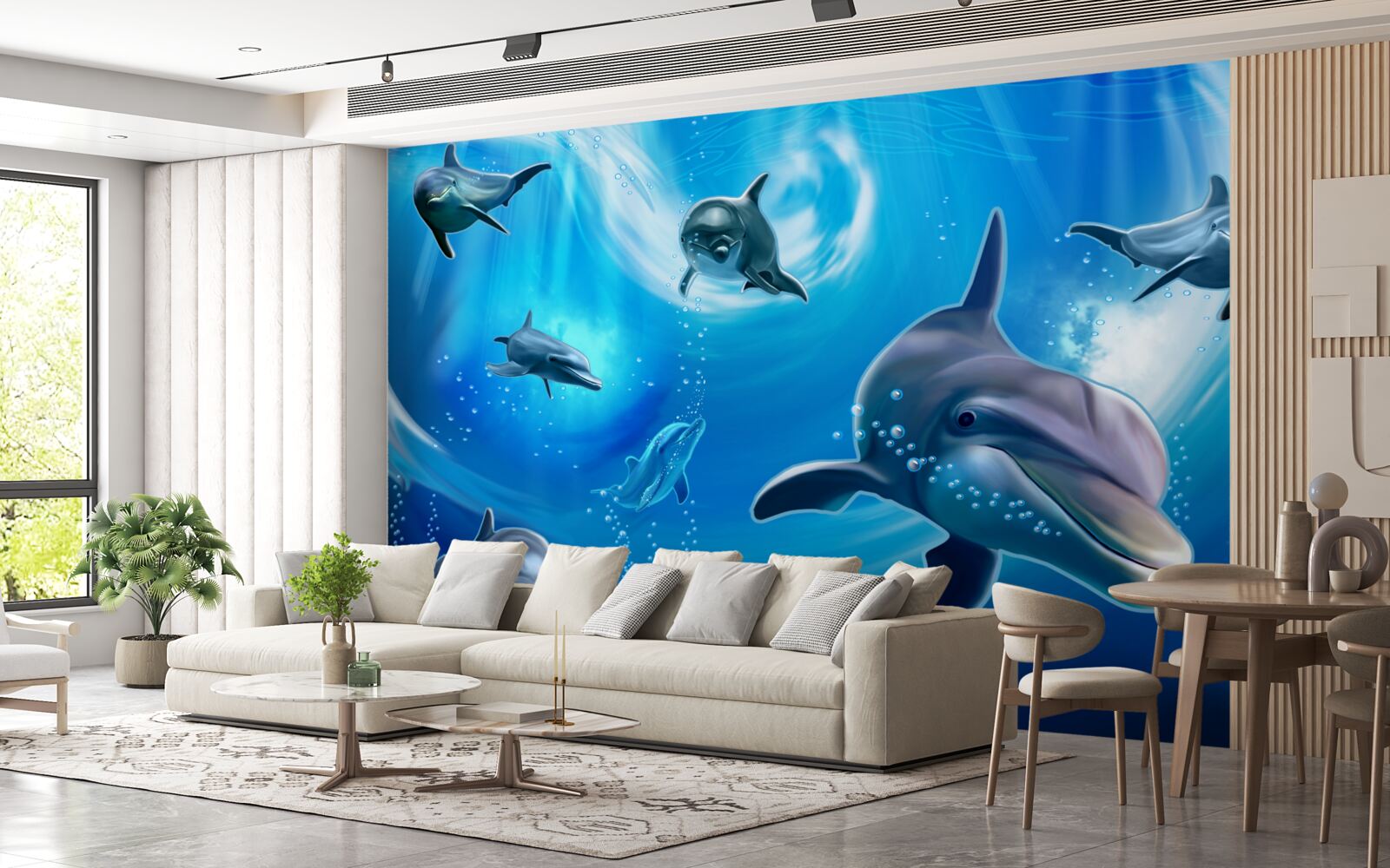 Fototapeta roztomilé delfíny v morskej priepasti