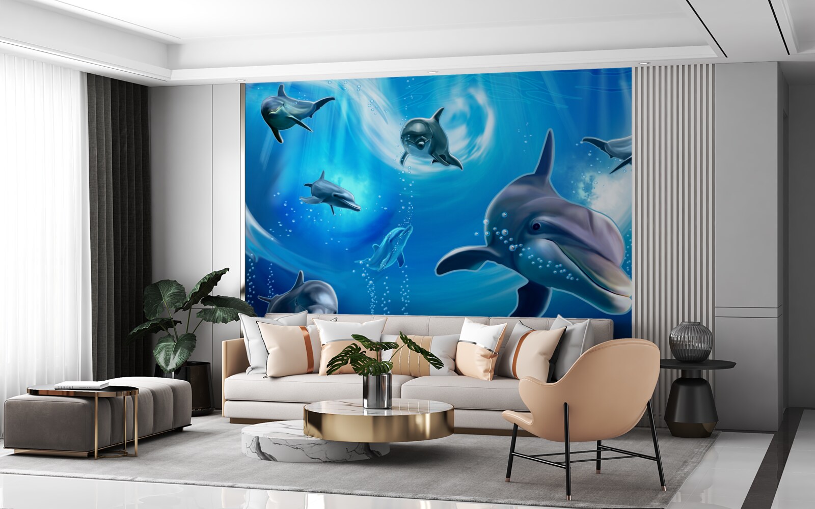 Fototapeta roztomilé delfíny v morskej priepasti