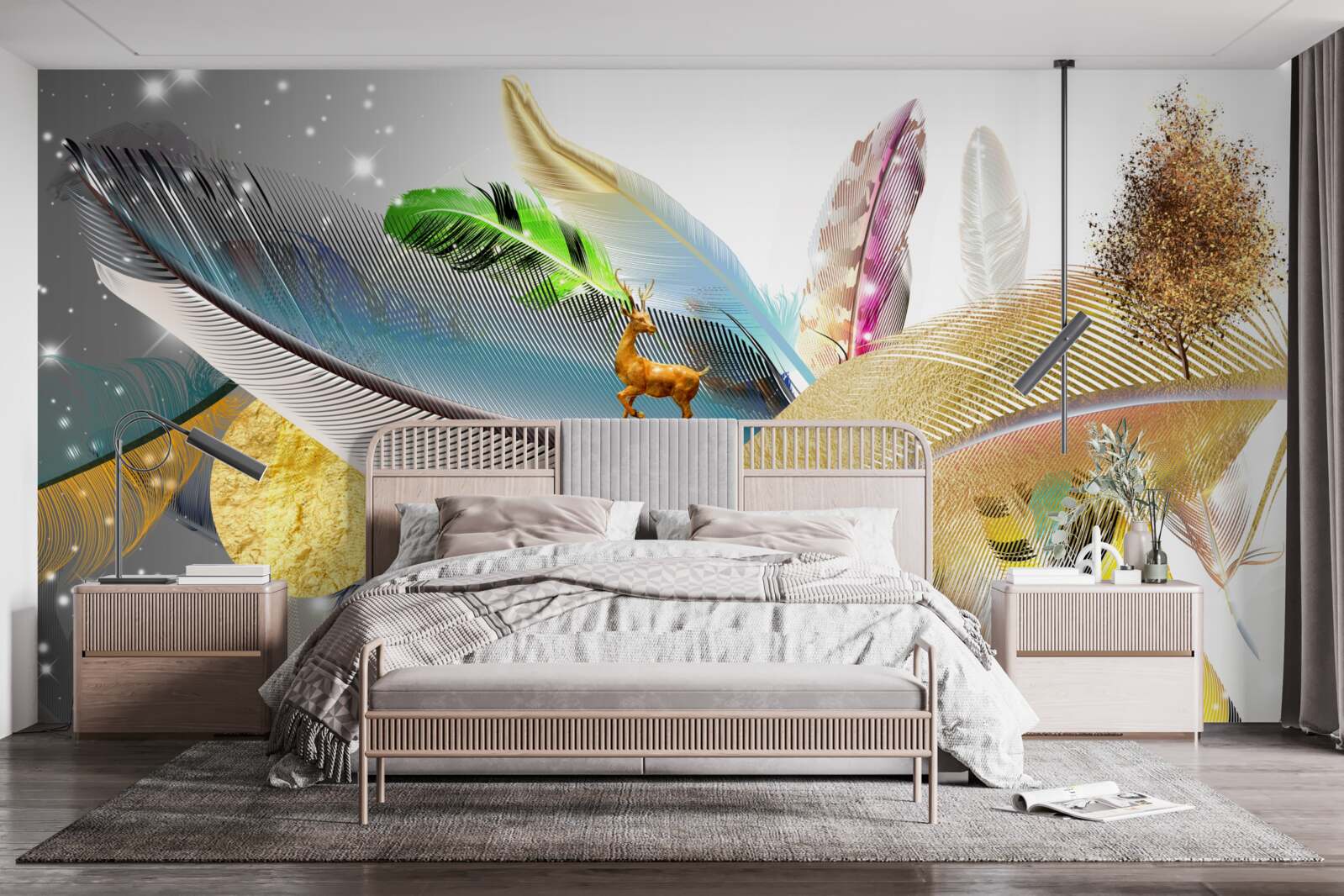 Fototapeta medzi jasnými perami je jeleň