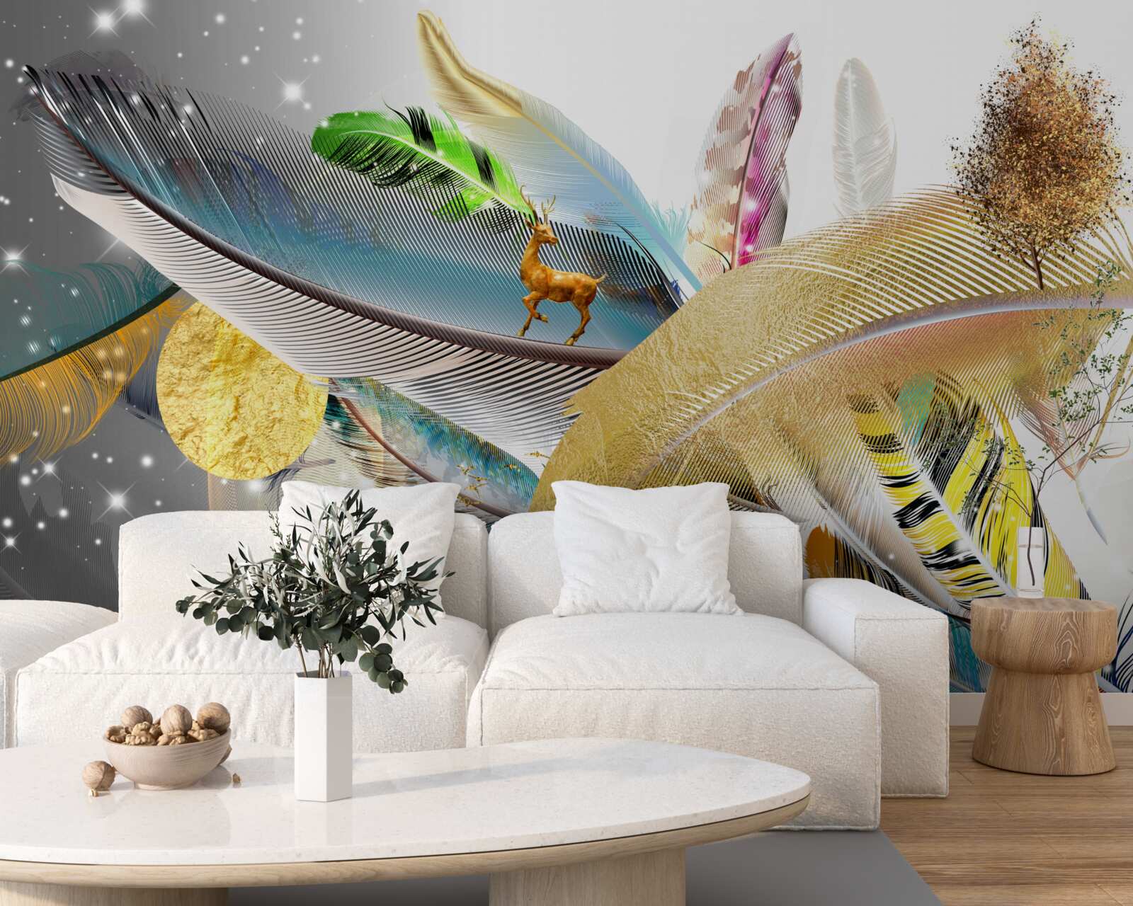 Fototapeta medzi jasnými perami je jeleň