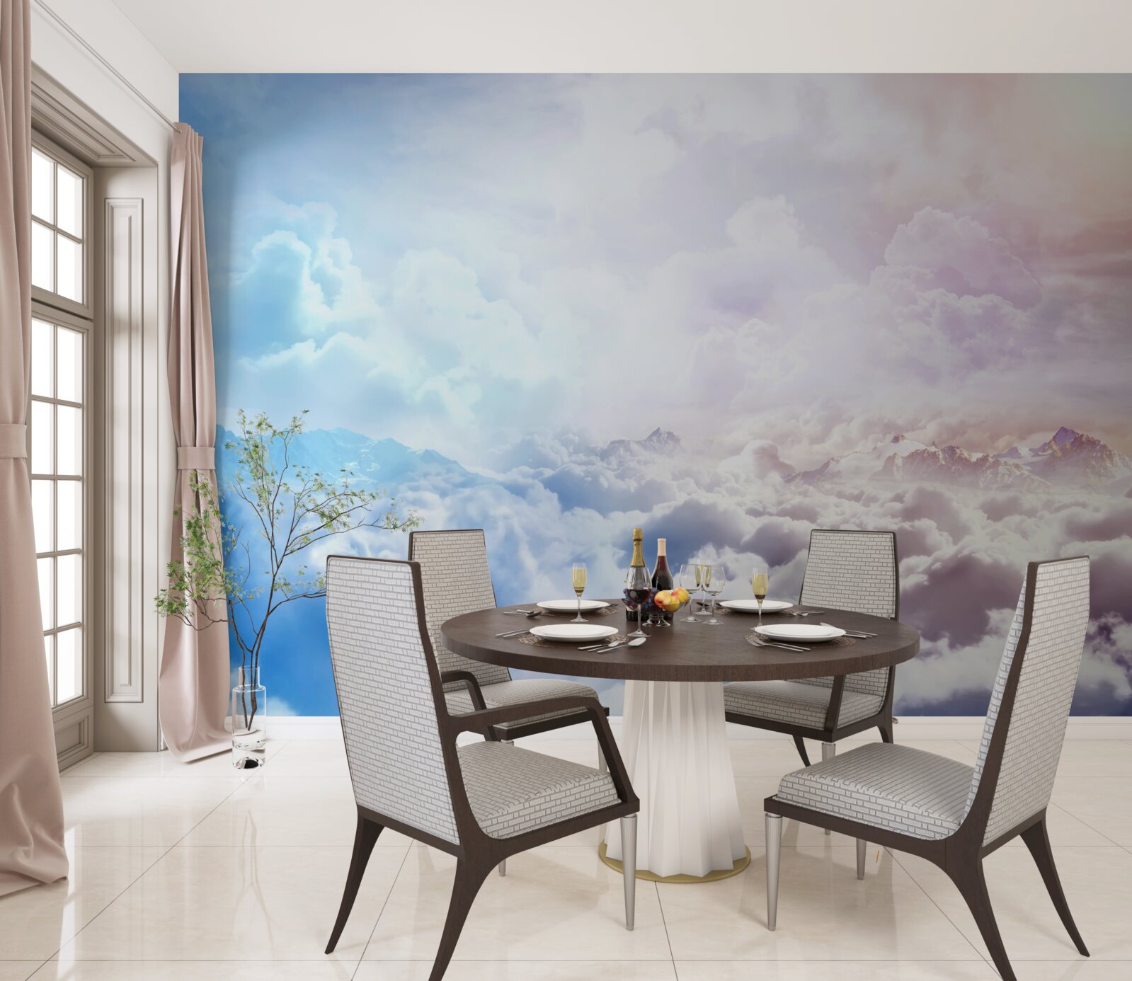 Fototapeta nebeská klenba mrakov v odtieňoch ružovej a modrej