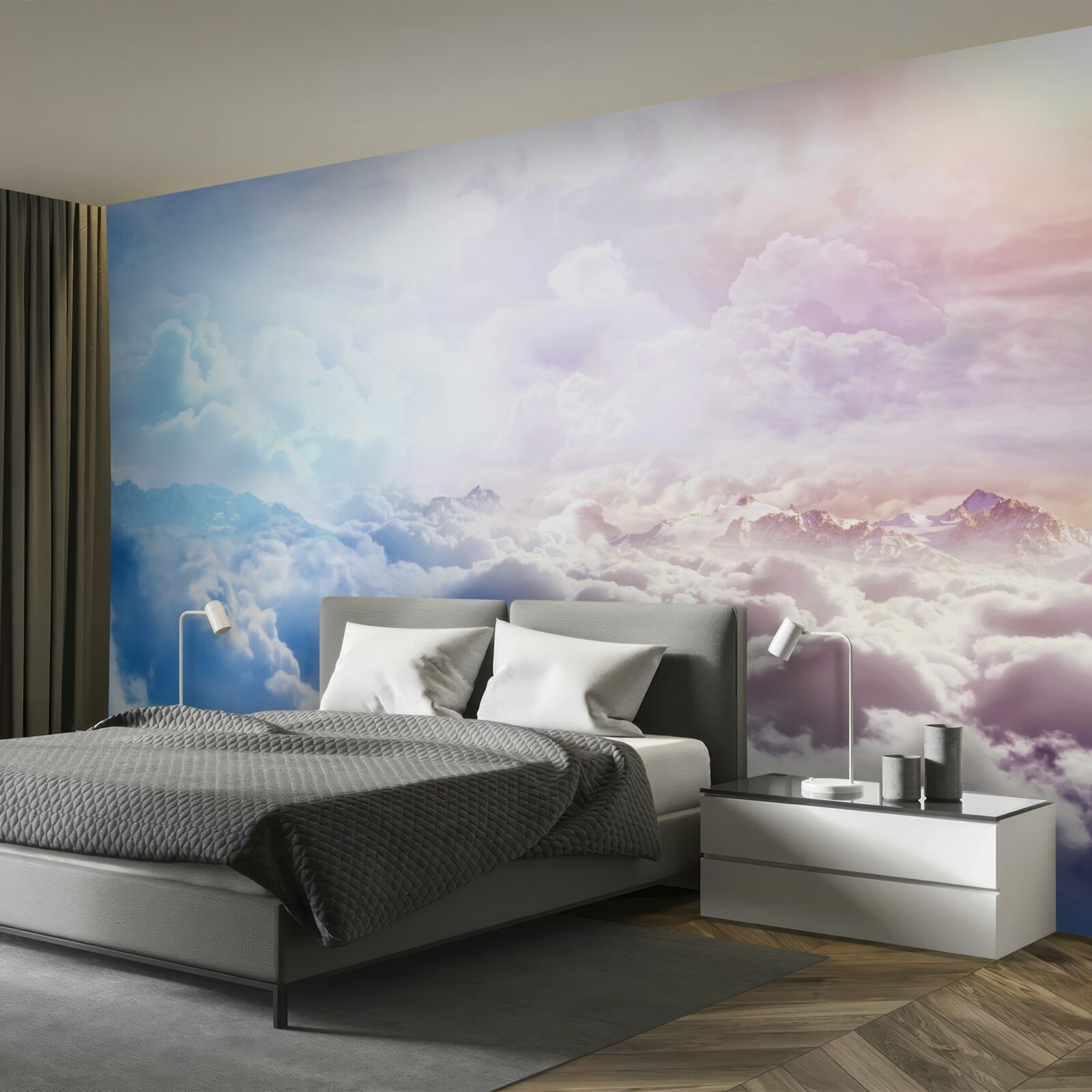 Fototapeta nebeská klenba mrakov v odtieňoch ružovej a modrej