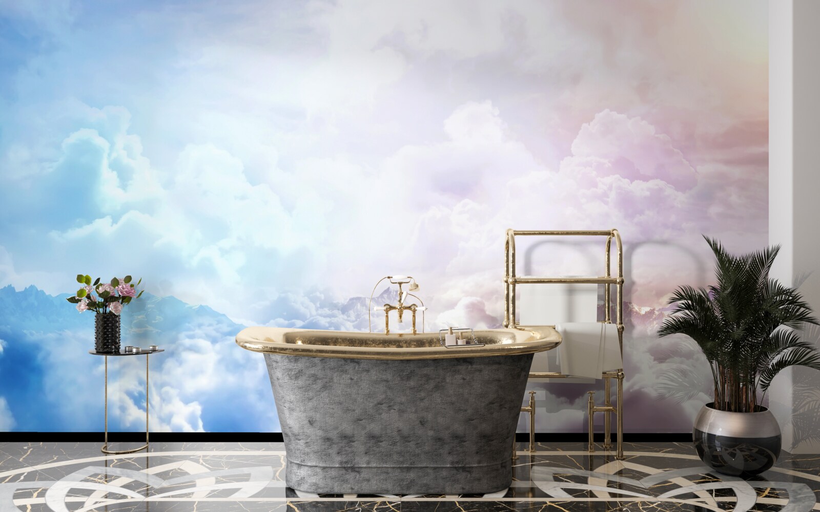 Fototapeta nebeská klenba mrakov v odtieňoch ružovej a modrej