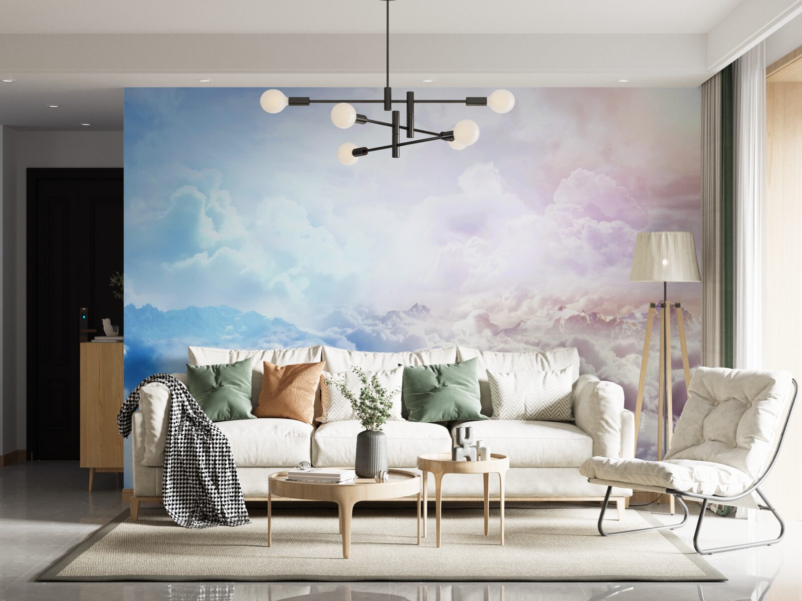 Fototapeta nebeská klenba mrakov v odtieňoch ružovej a modrej