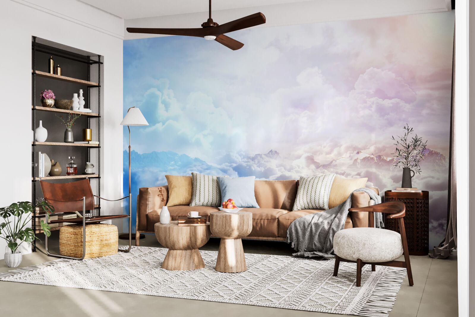 Fototapeta nebeská klenba mrakov v odtieňoch ružovej a modrej