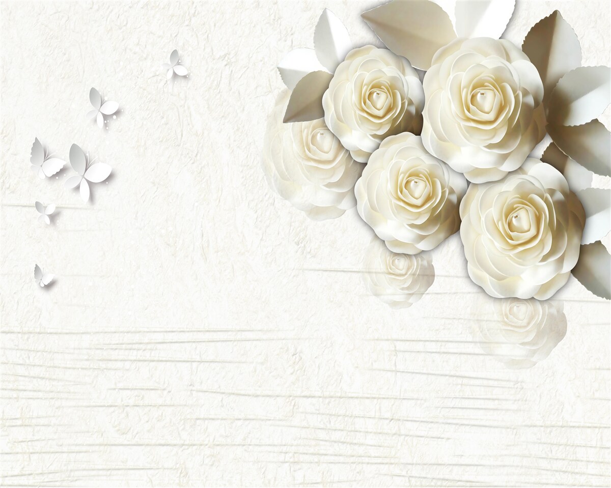 Fototapeta motýle a snehobiele ruže