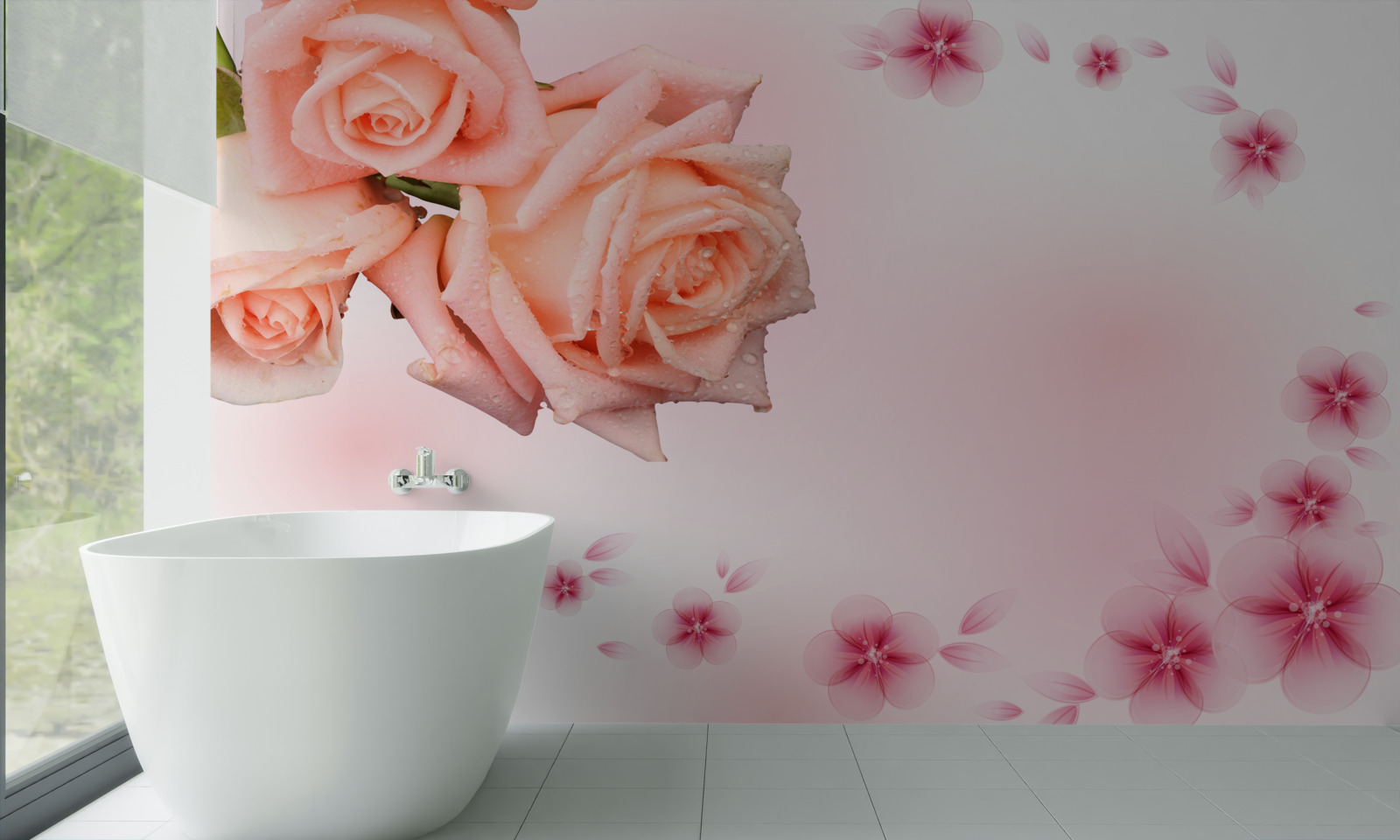 Fototapeta ružové kvety na pozadí rovnakej farby