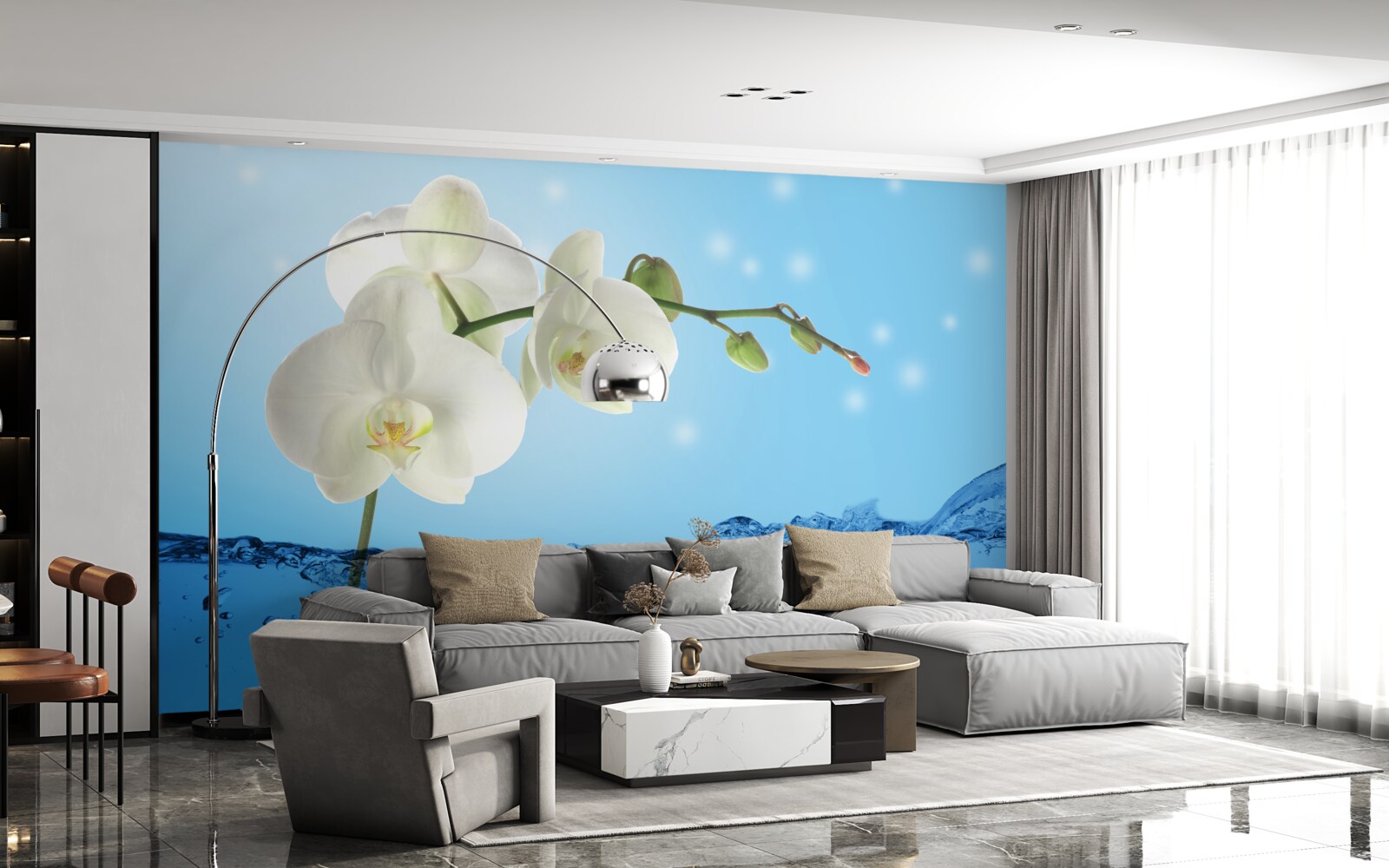 Fototapeta odpoveď: biela orchidea ponorená do vody