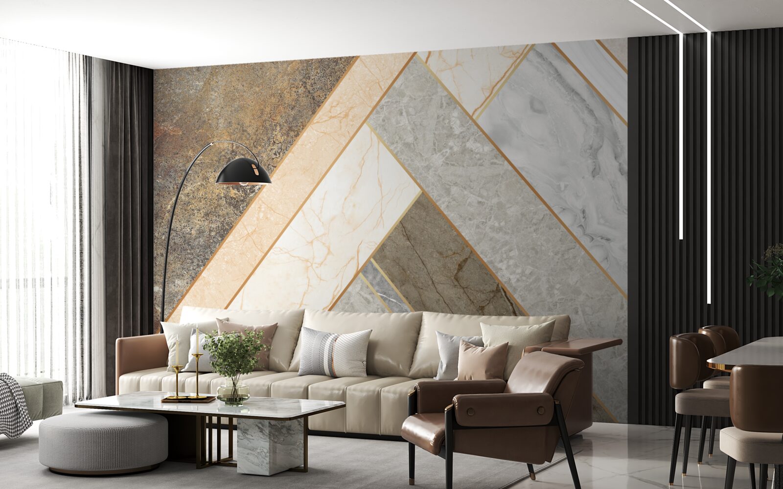 Fototapeta mozaika na mramore vo svetlých odtieňoch