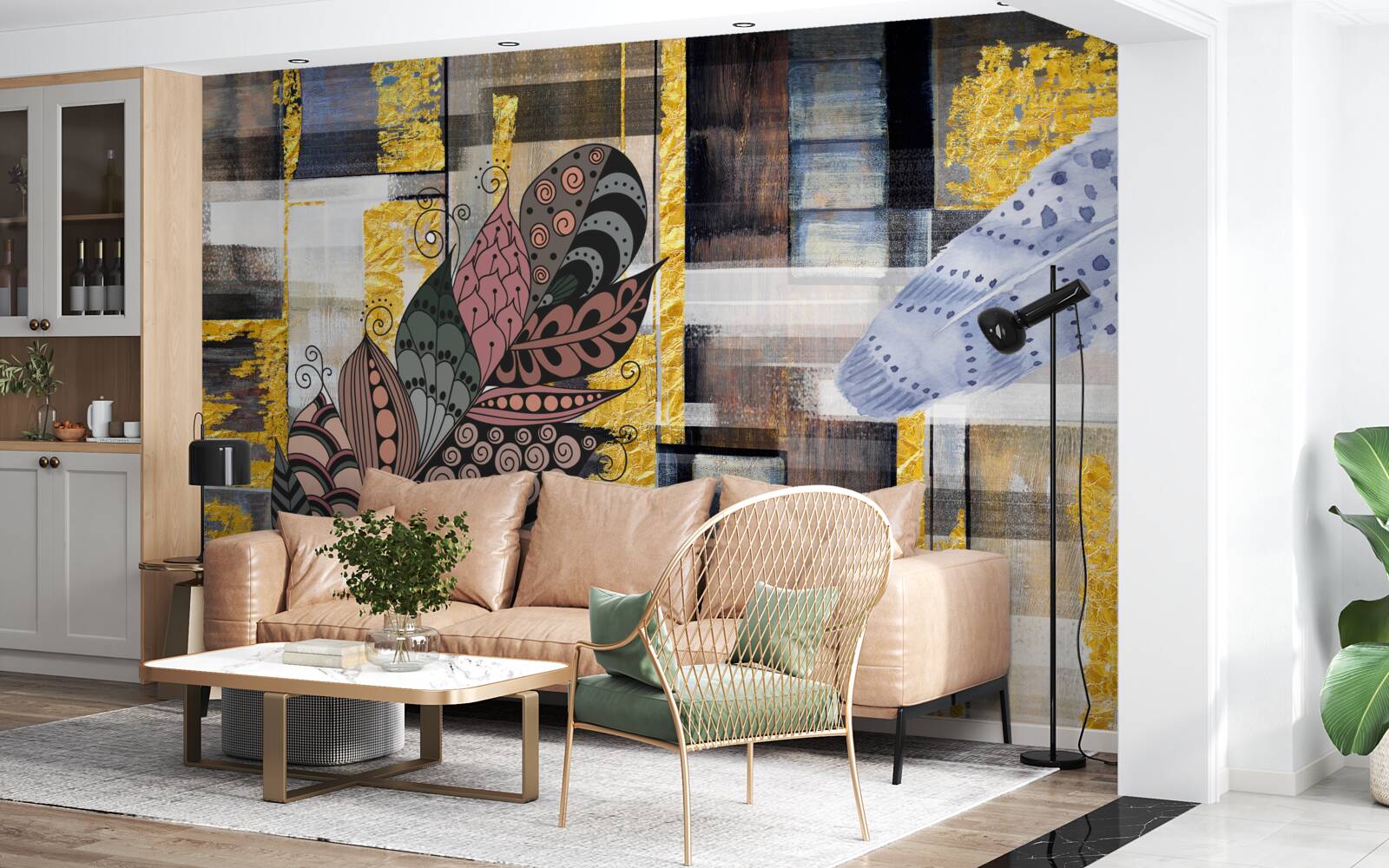 Fototapeta abstraktné pozadie je zdobené úžasnými pierkami