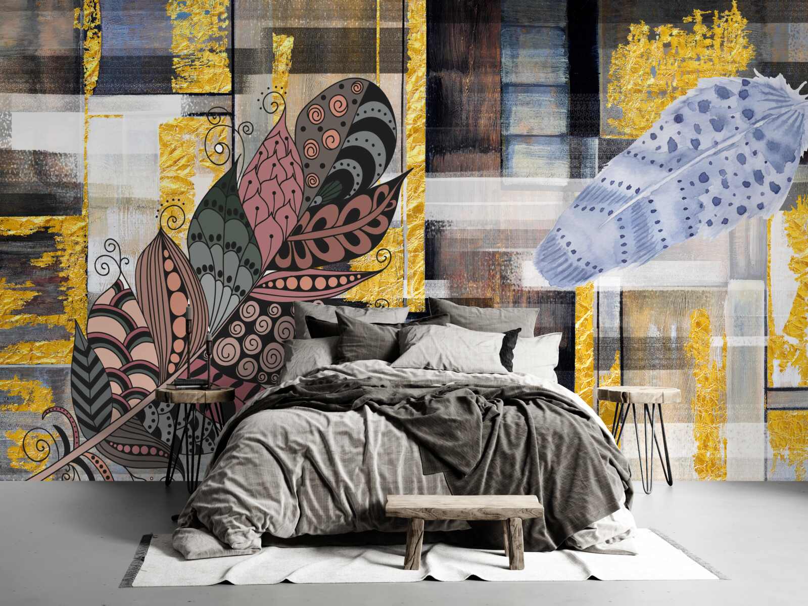 Fototapeta abstraktné pozadie je zdobené úžasnými pierkami