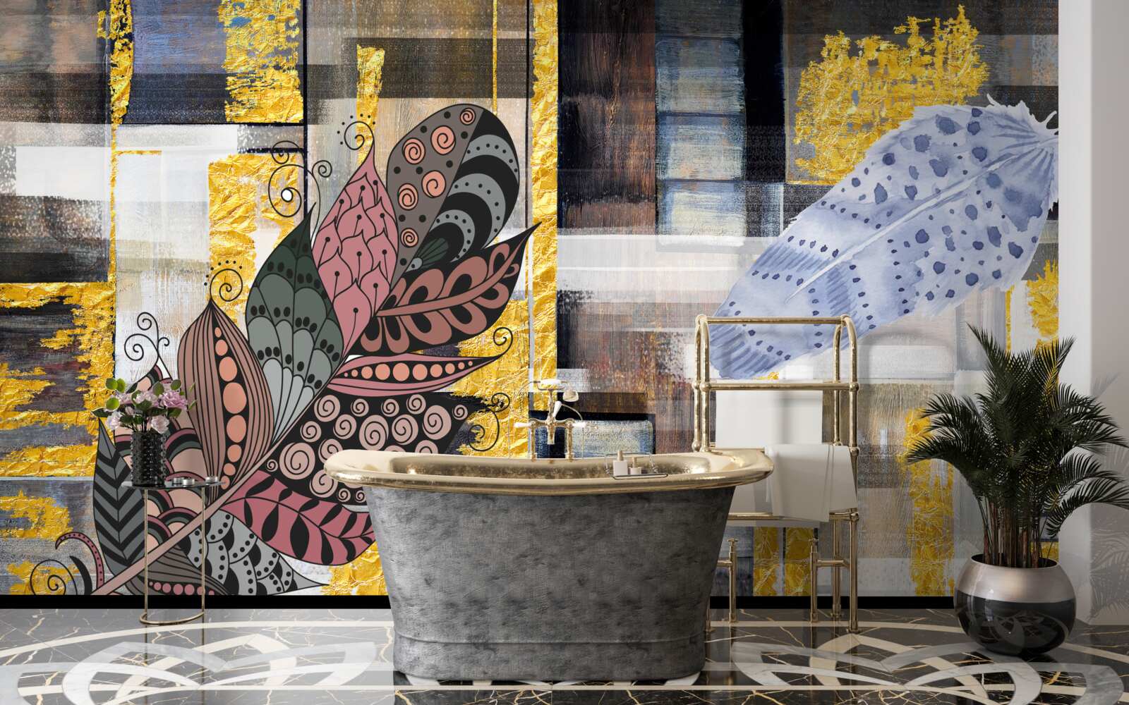 Fototapeta abstraktné pozadie je zdobené úžasnými pierkami