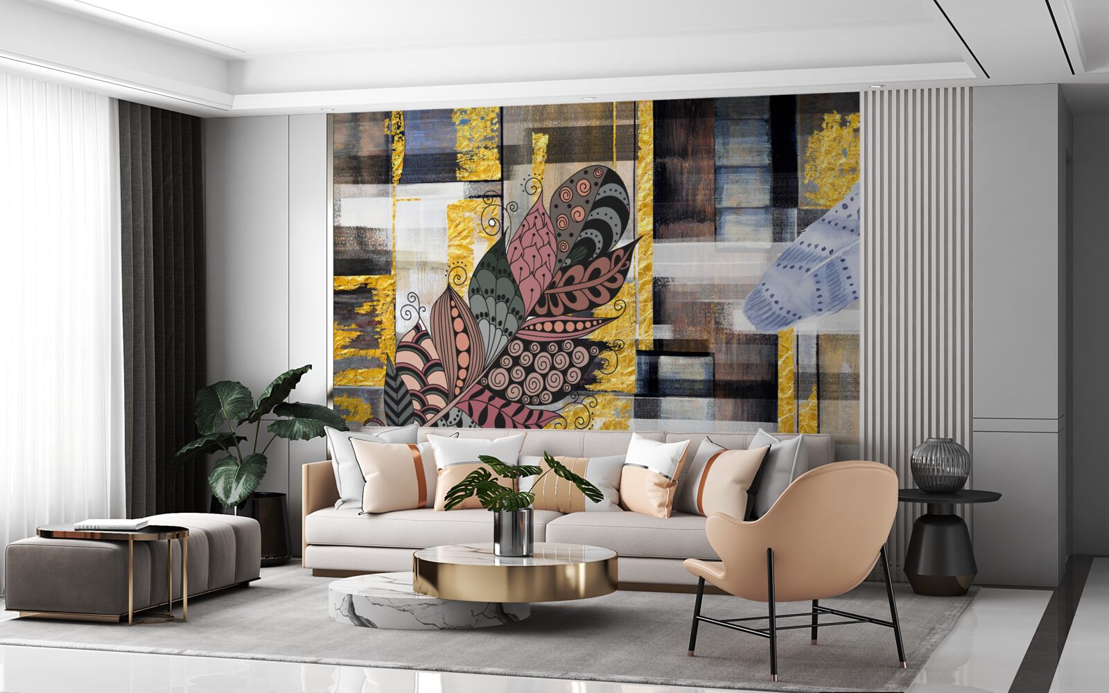 Fototapeta abstraktné pozadie je zdobené úžasnými pierkami