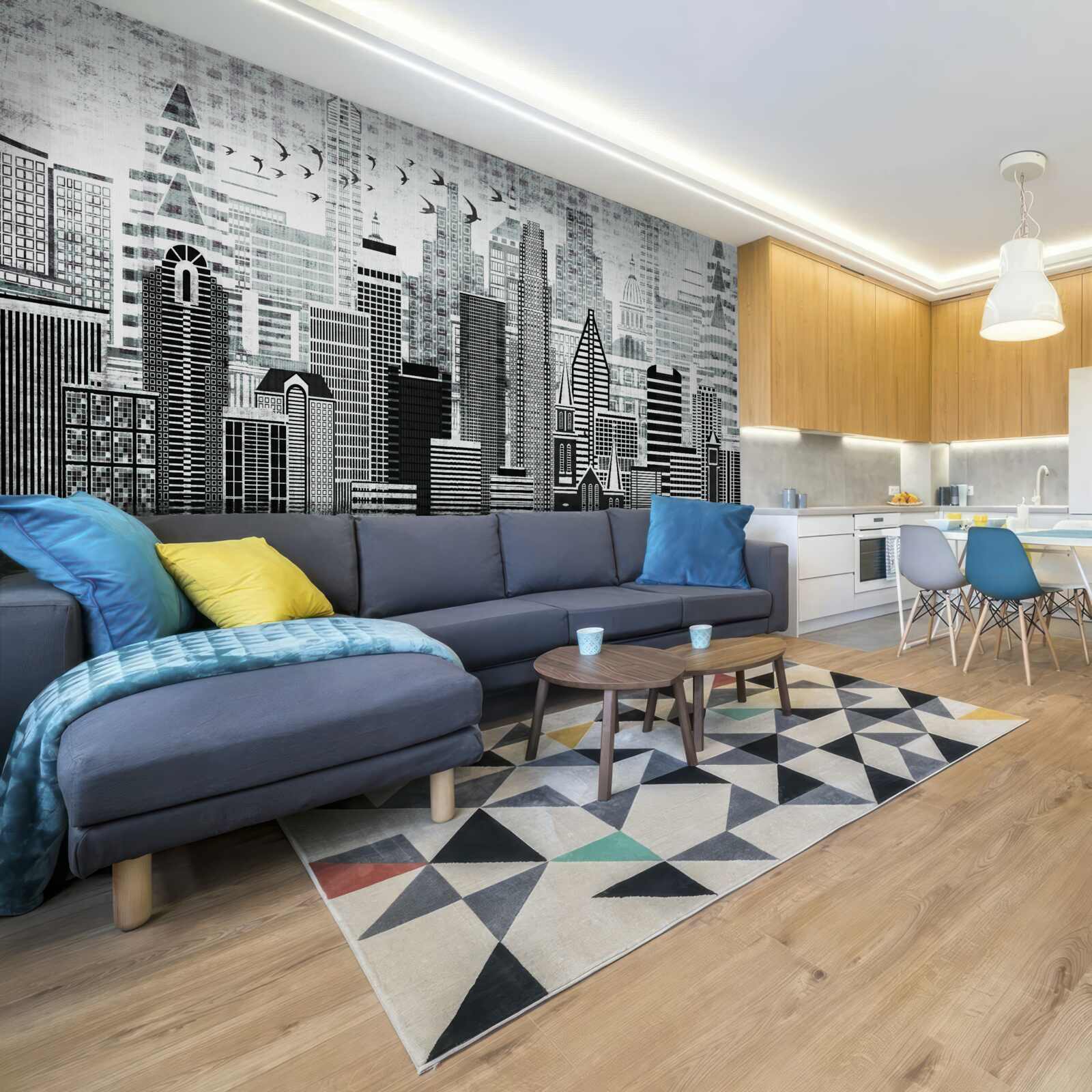 Fototapeta monotónny pohľad na mesto v podobe panorámy