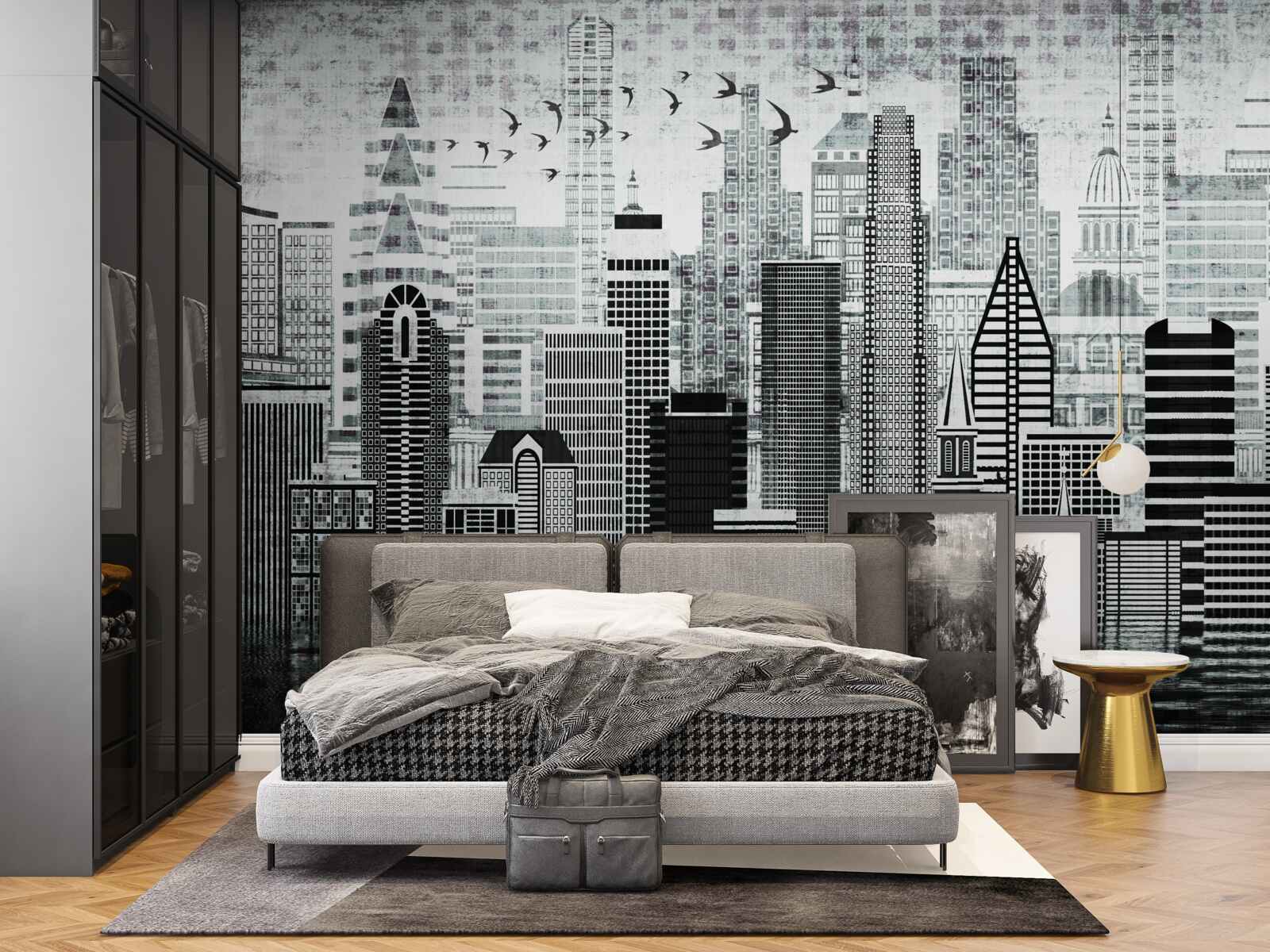 Fototapeta monotónny pohľad na mesto v podobe panorámy