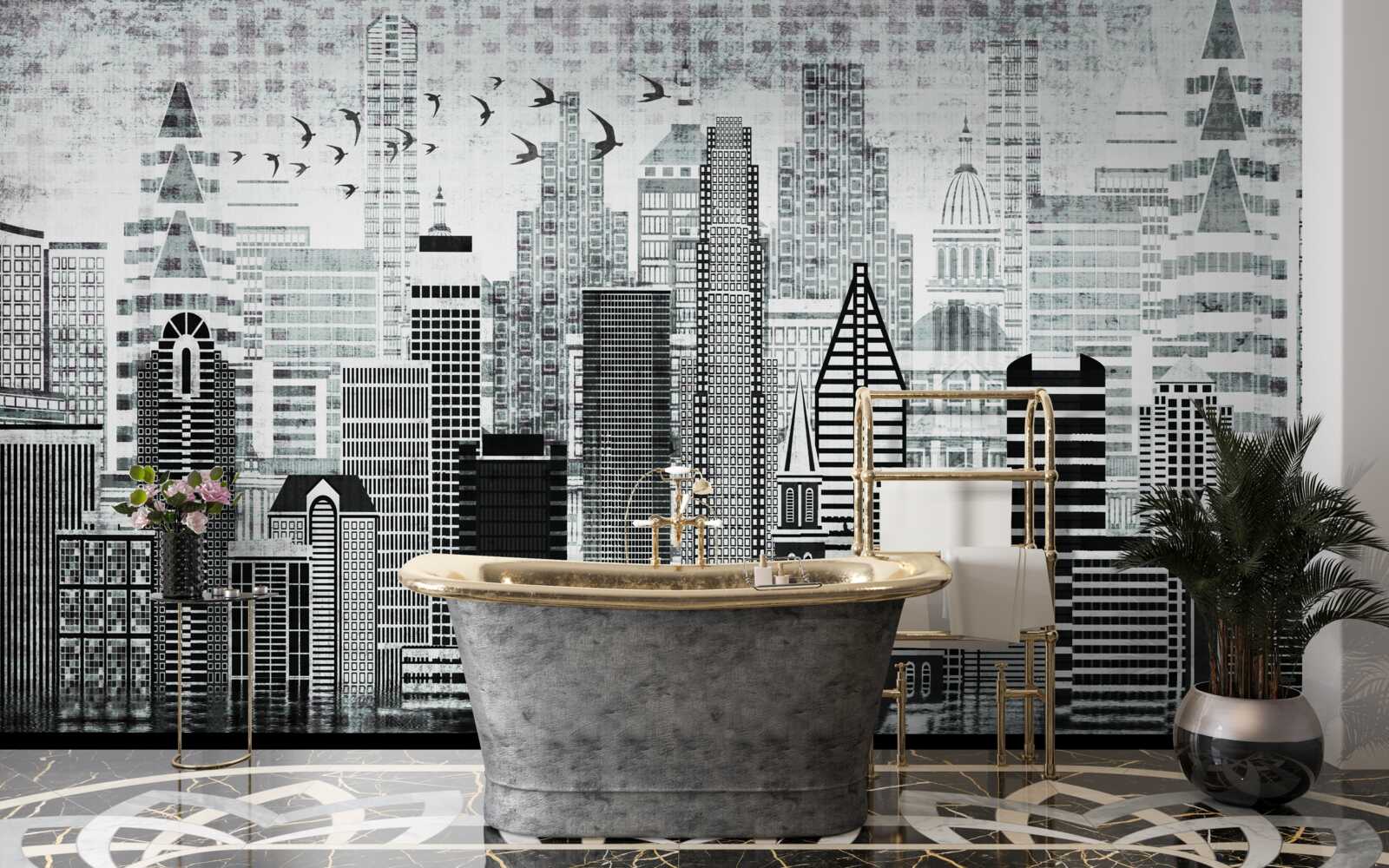 Fototapeta monotónny pohľad na mesto v podobe panorámy