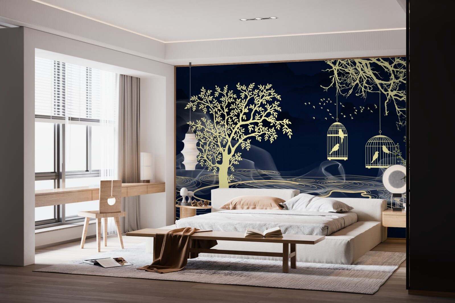 Fototapeta vodné stromy a vtáky v zajatí