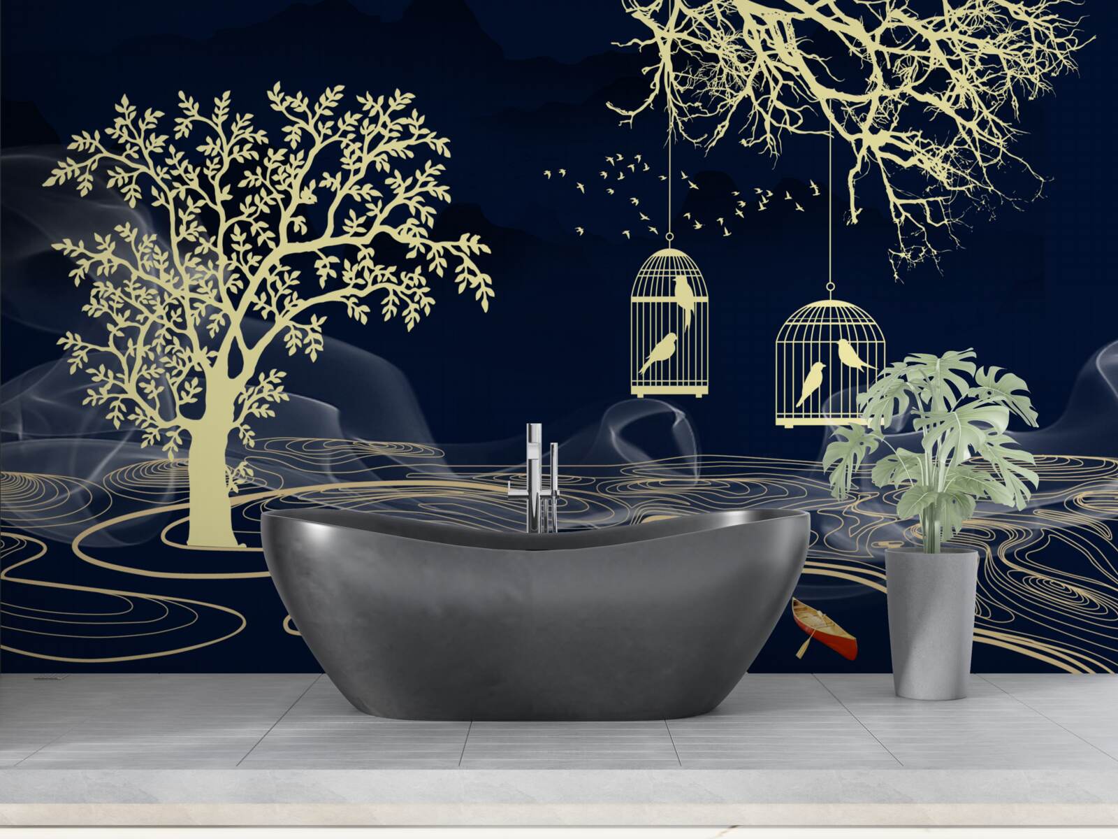 Fototapeta vodné stromy a vtáky v zajatí