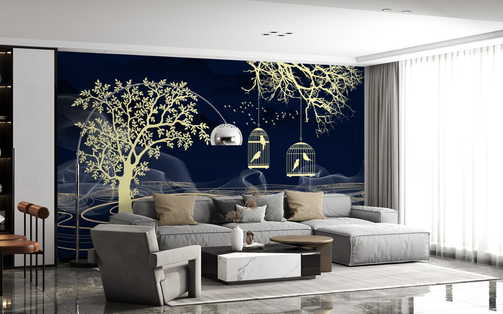 Fototapeta vodné stromy a vtáky v zajatí