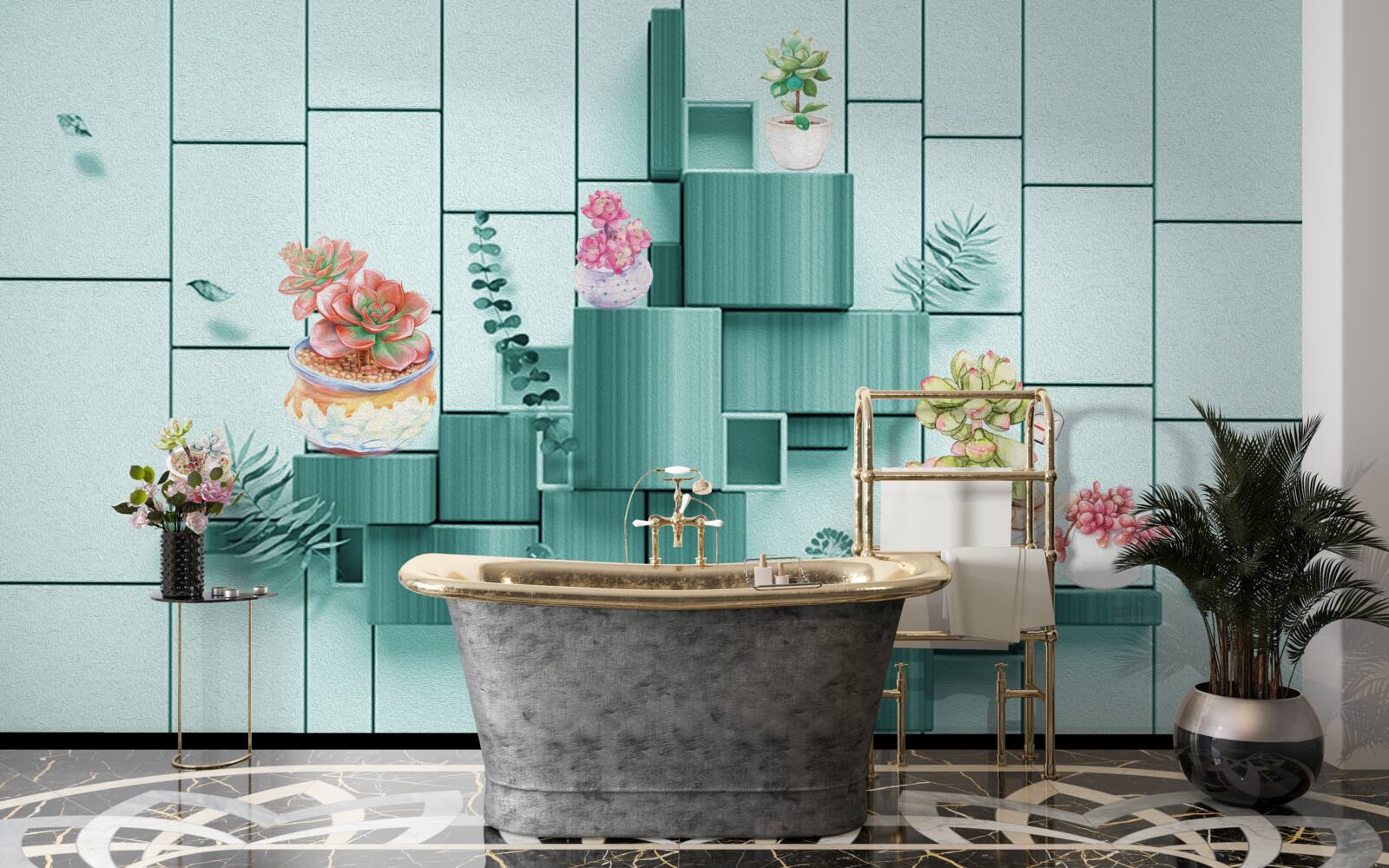 Fototapeta kvetináče s kvetmi a rastlinami