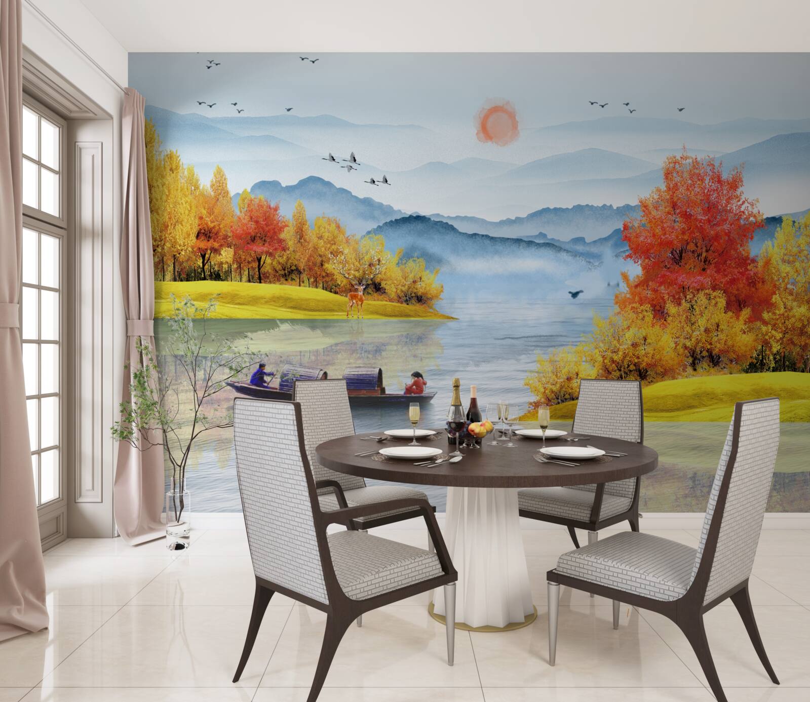 Fototapeta loď na horskej rieke