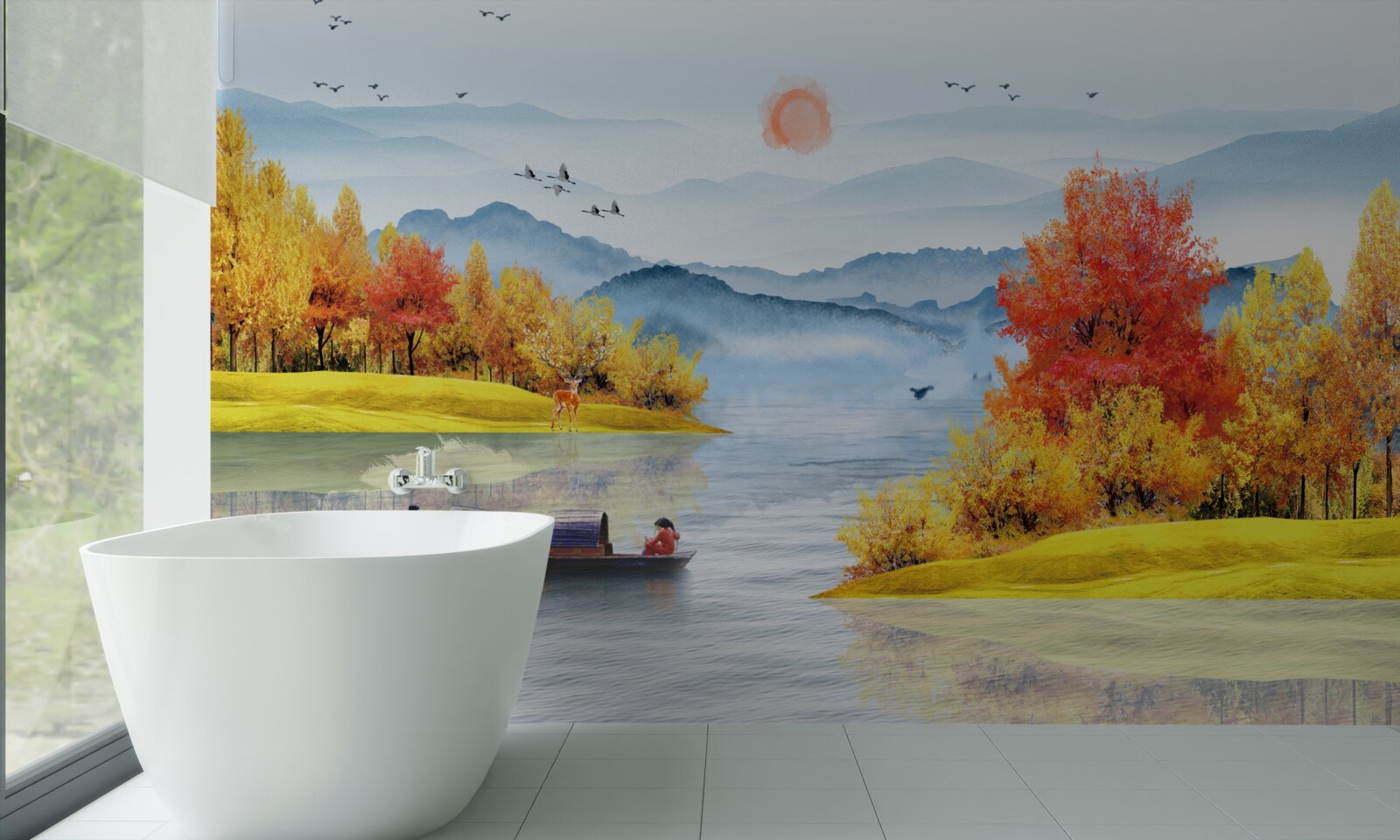 Fototapeta loď na horskej rieke