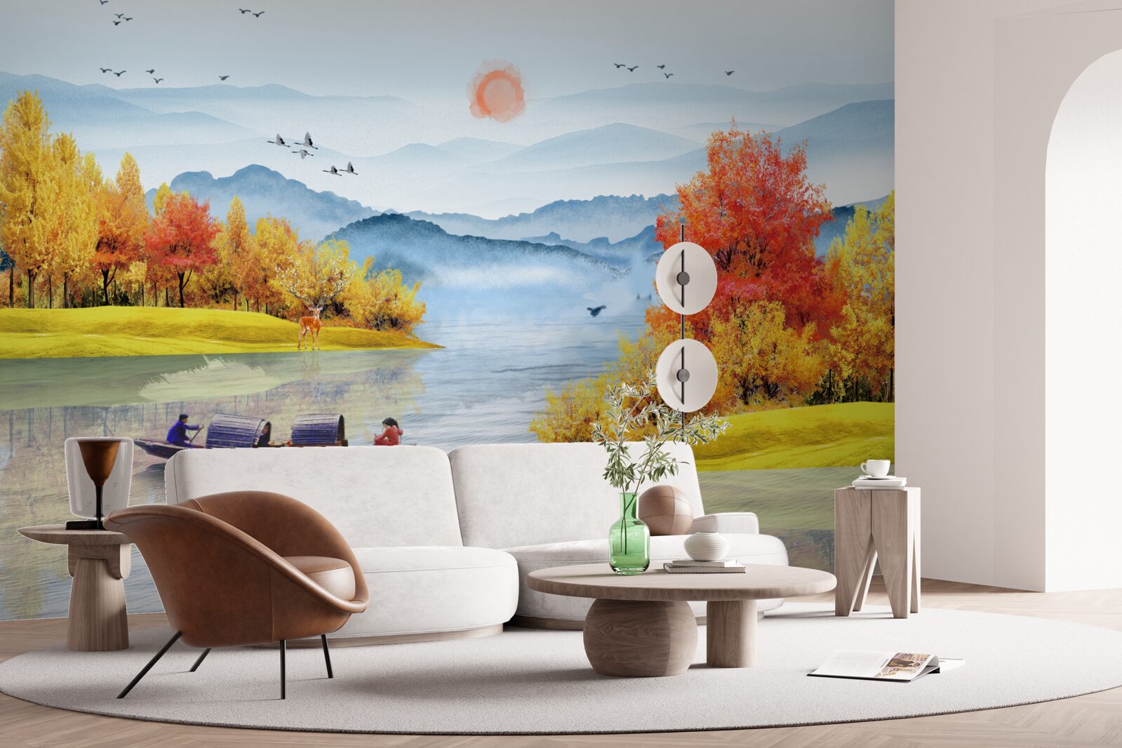 Fototapeta loď na horskej rieke