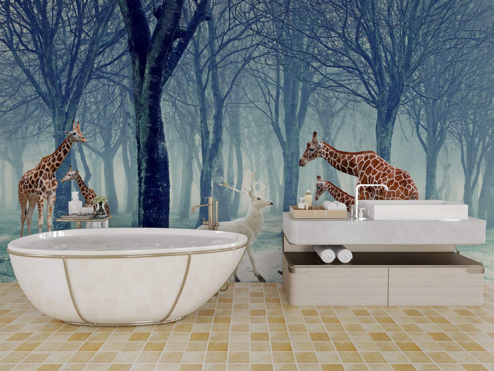 Fototapeta Žirafy spoznajú nového priateľa