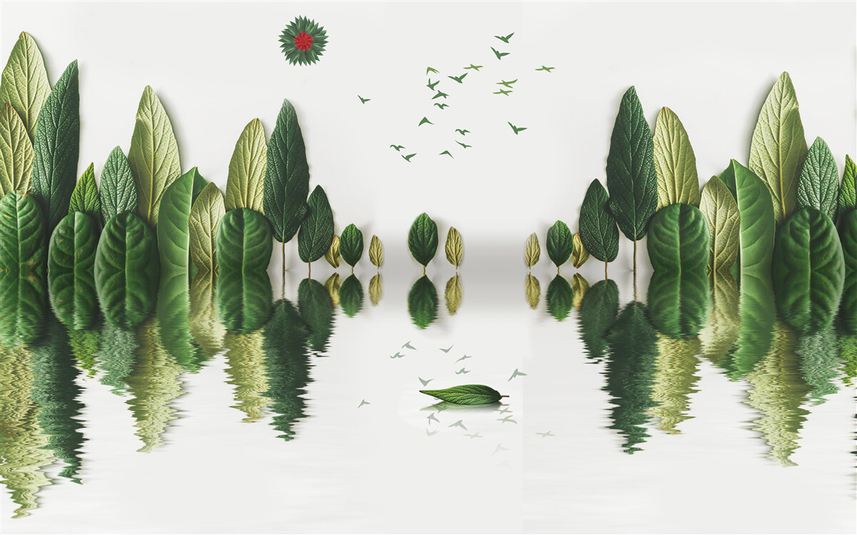 Fototapeta odraz lesa pokrytého listami vo vodnom zrkadle