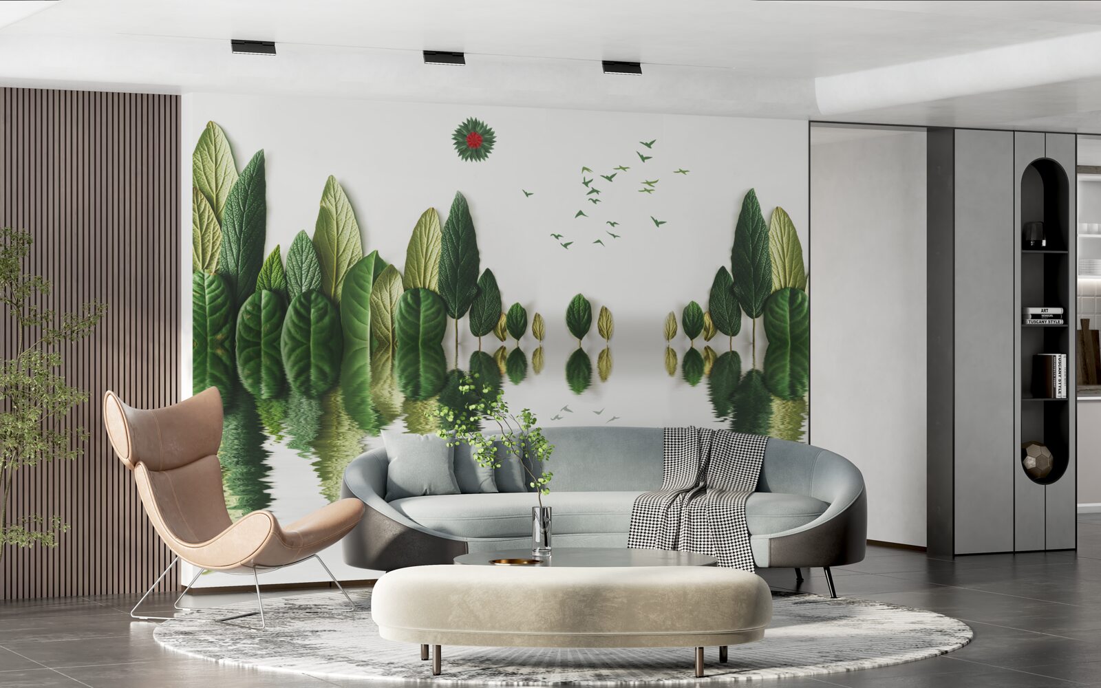 Fototapeta odraz lesa pokrytého listami vo vodnom zrkadle