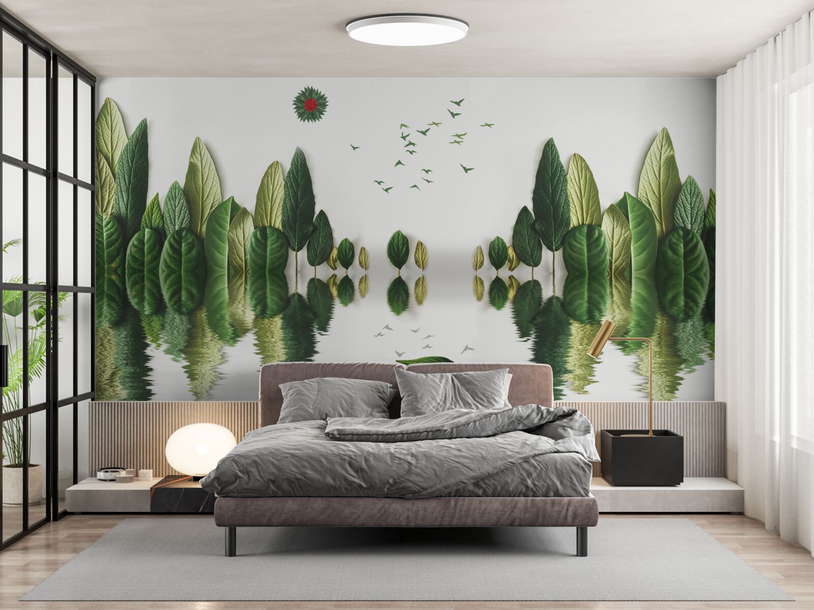 Fototapeta odraz lesa pokrytého listami vo vodnom zrkadle