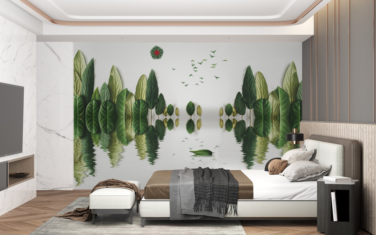 Fototapeta odraz lesa pokrytého listami vo vodnom zrkadle