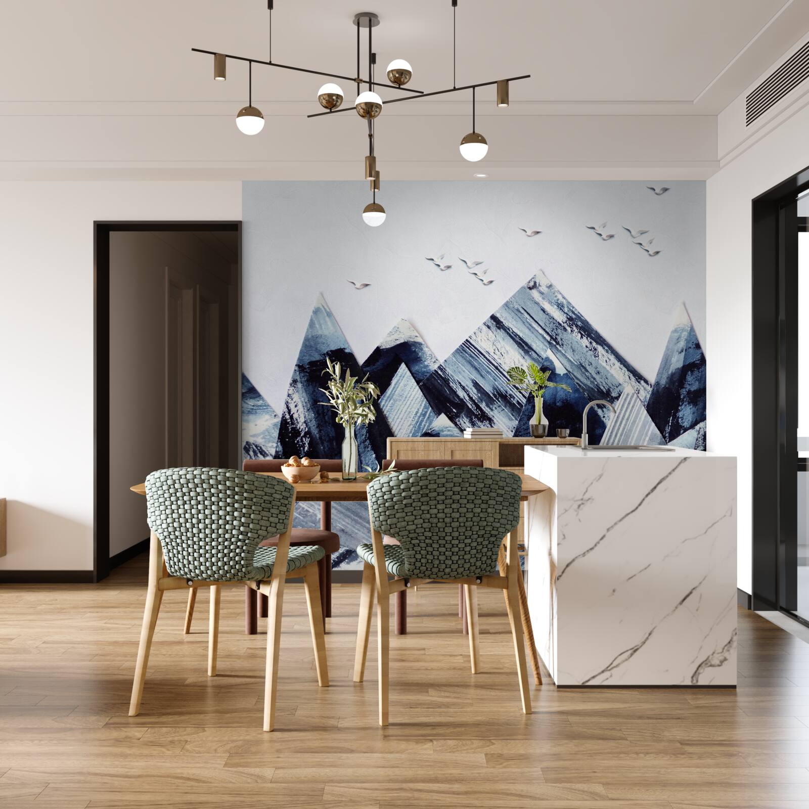 Fototapeta vrchol hory pod krídlami vtákov